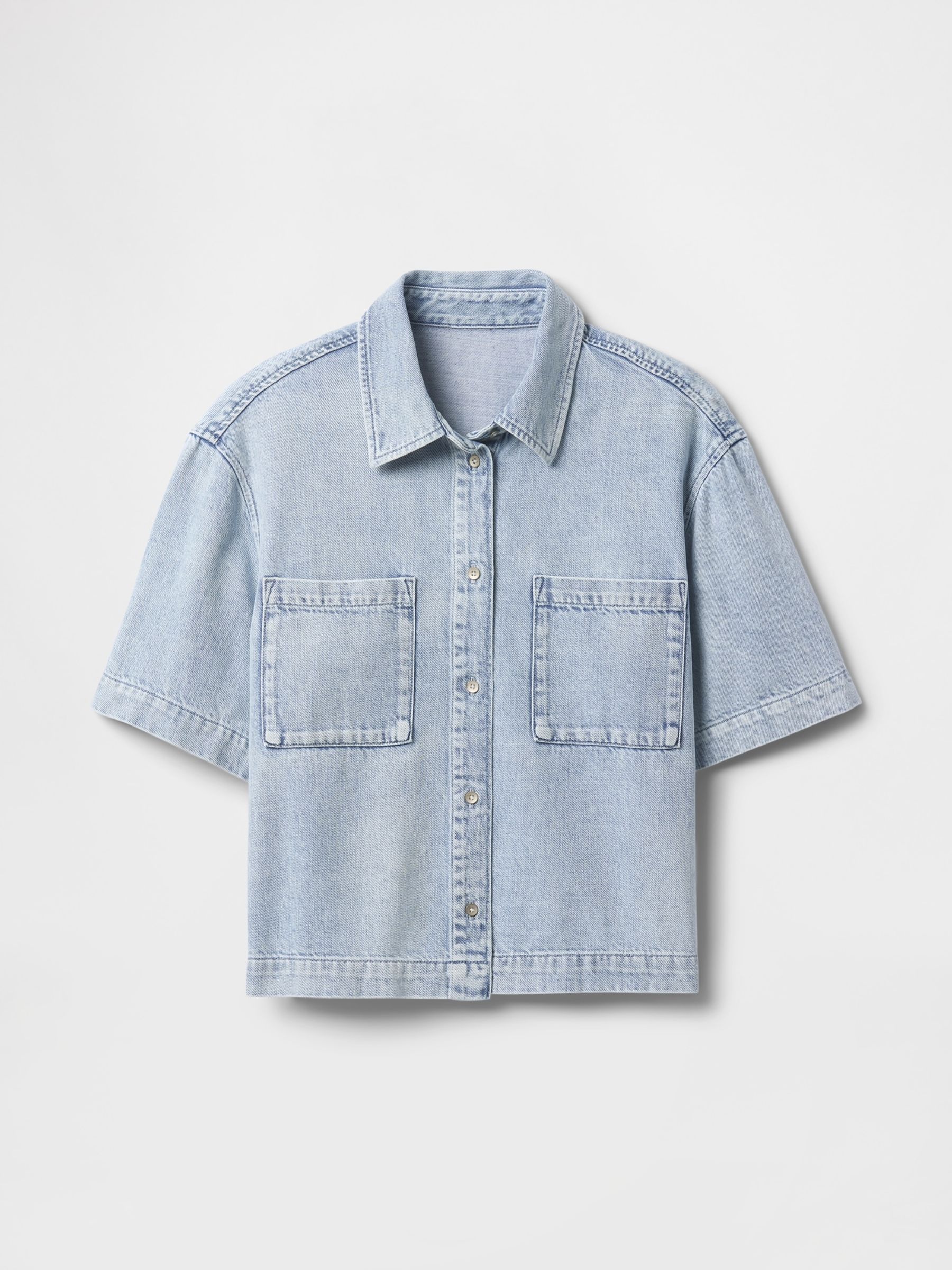 Light Blue UltraSoft Cropped Denim Shirt - Image 5 of 5