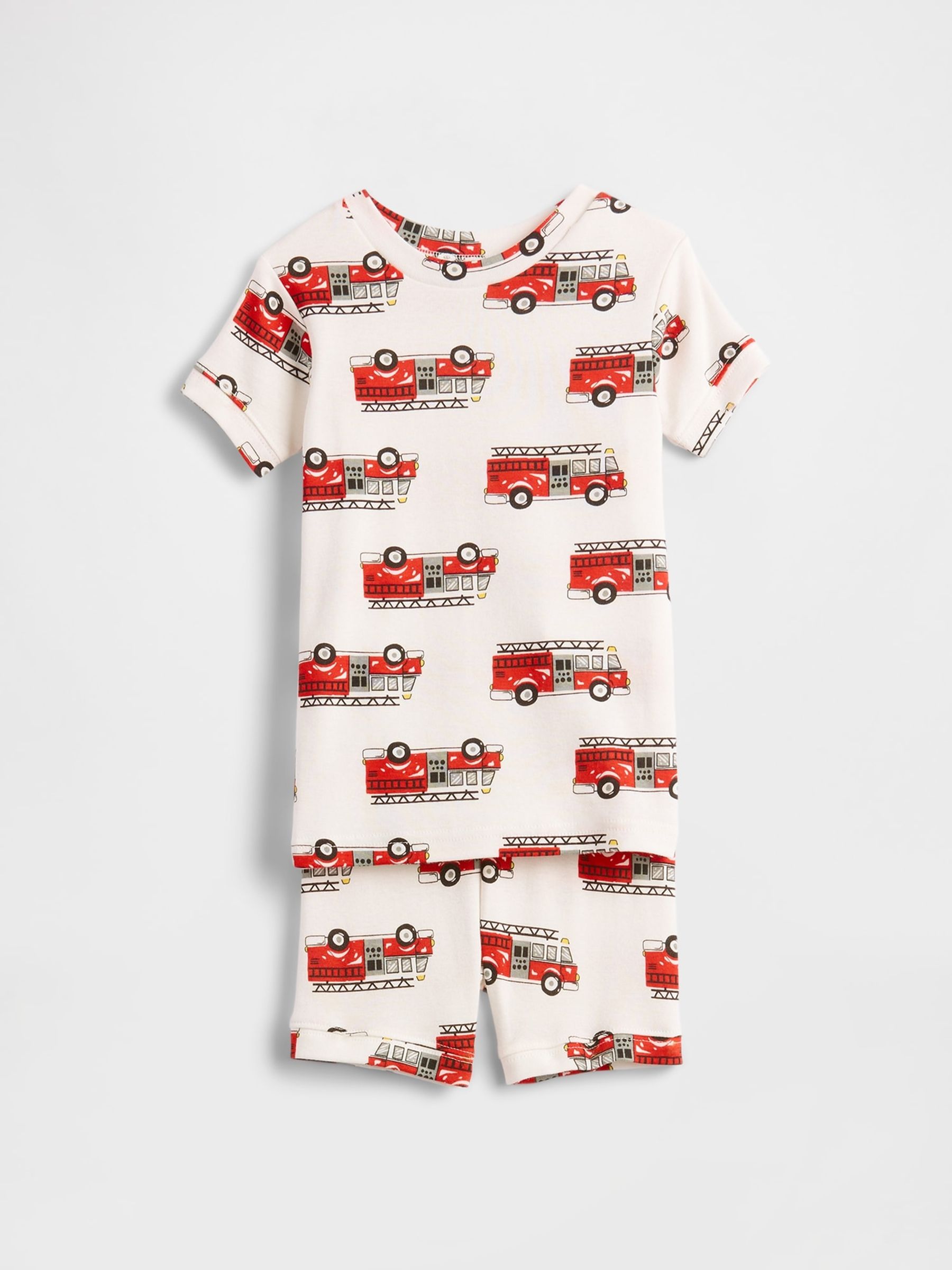 White Fire Truck 100% Cotton Short Pyjamas (6mths-5yrs) - Image 1 of 3