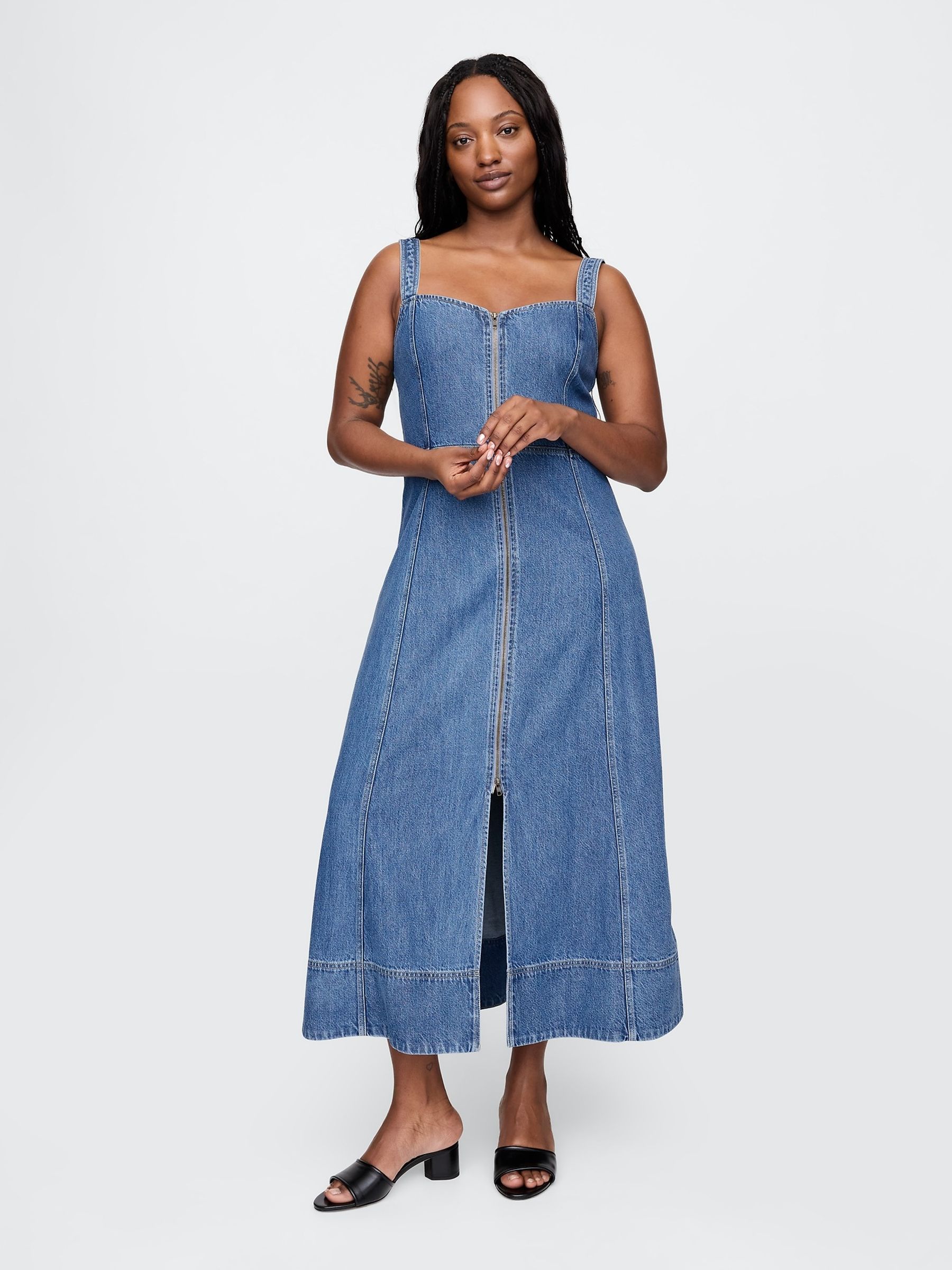 gap ultrasoft denim maxi dress Gap Ultrasoft Denim Maxi Dress