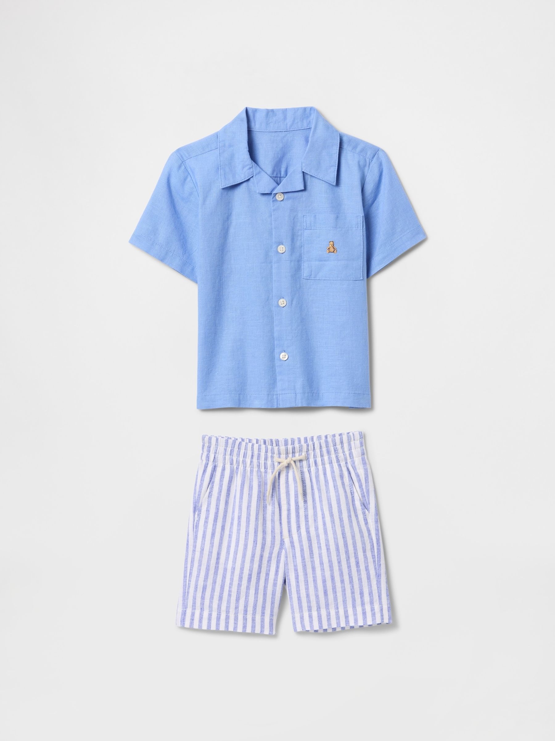 Blue Linen-Cotton Cabana Set (6mths-5yrs) - Image 2 of 3
