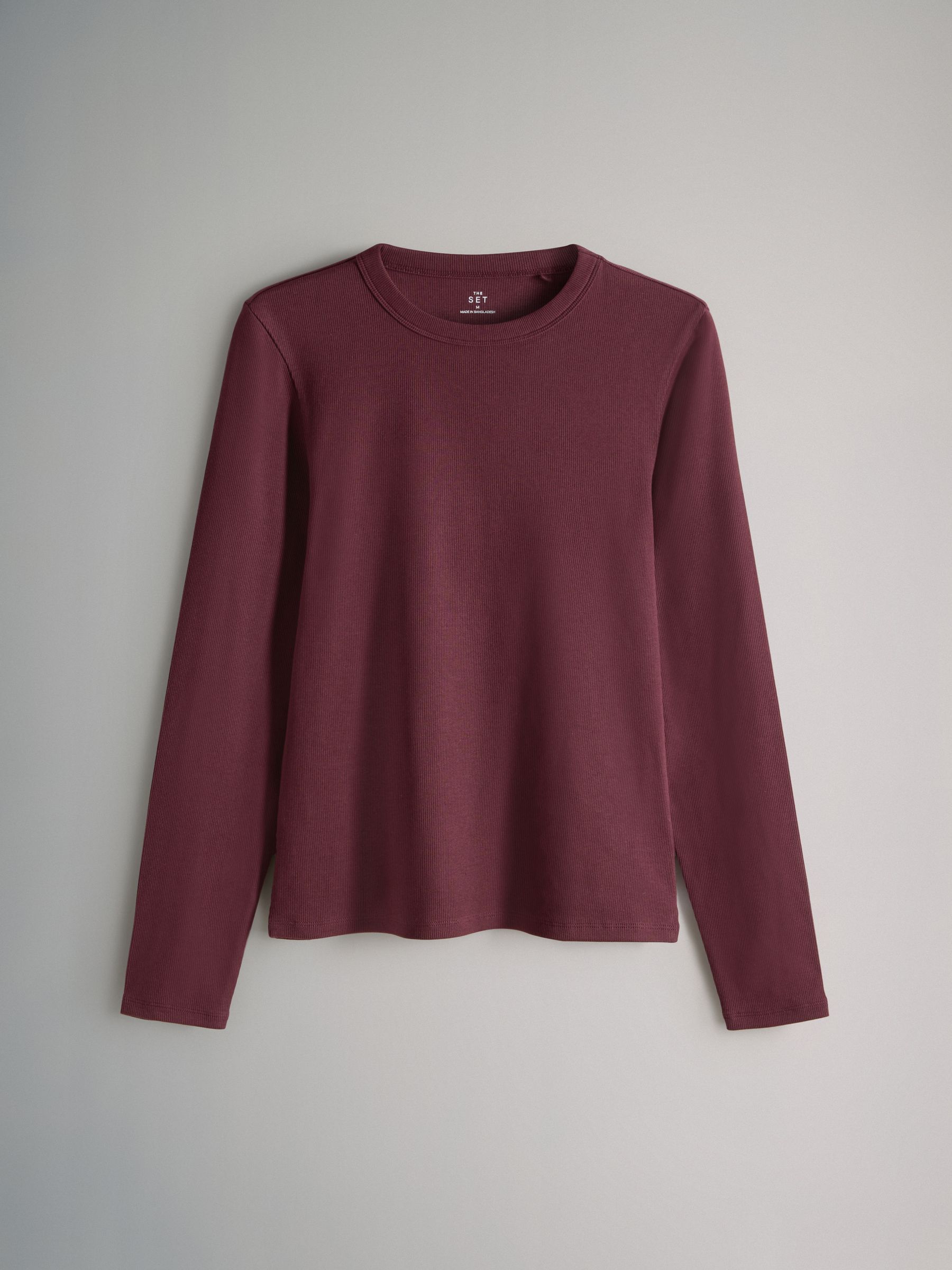 Black/Berry/Pink/Stripe/Cream - 5 Pack Ribbed Long Sleeve T-Shirts - Image 6 of 8