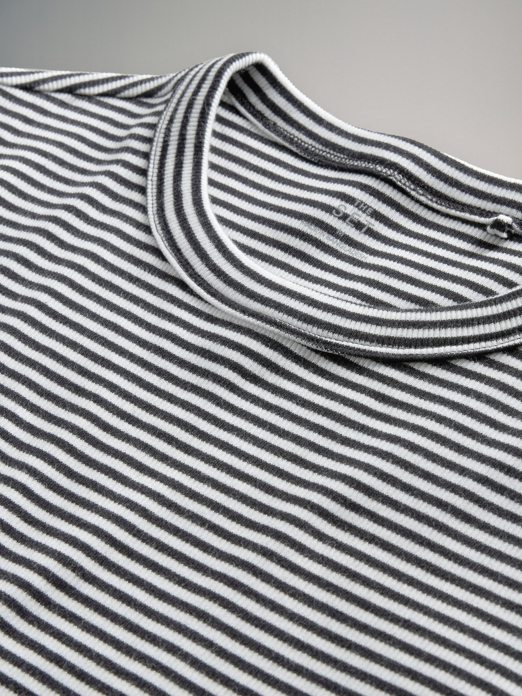 Black/Berry/Pink/Stripe/Cream - 5 Pack Ribbed Long Sleeve T-Shirts - Image 7 of 8