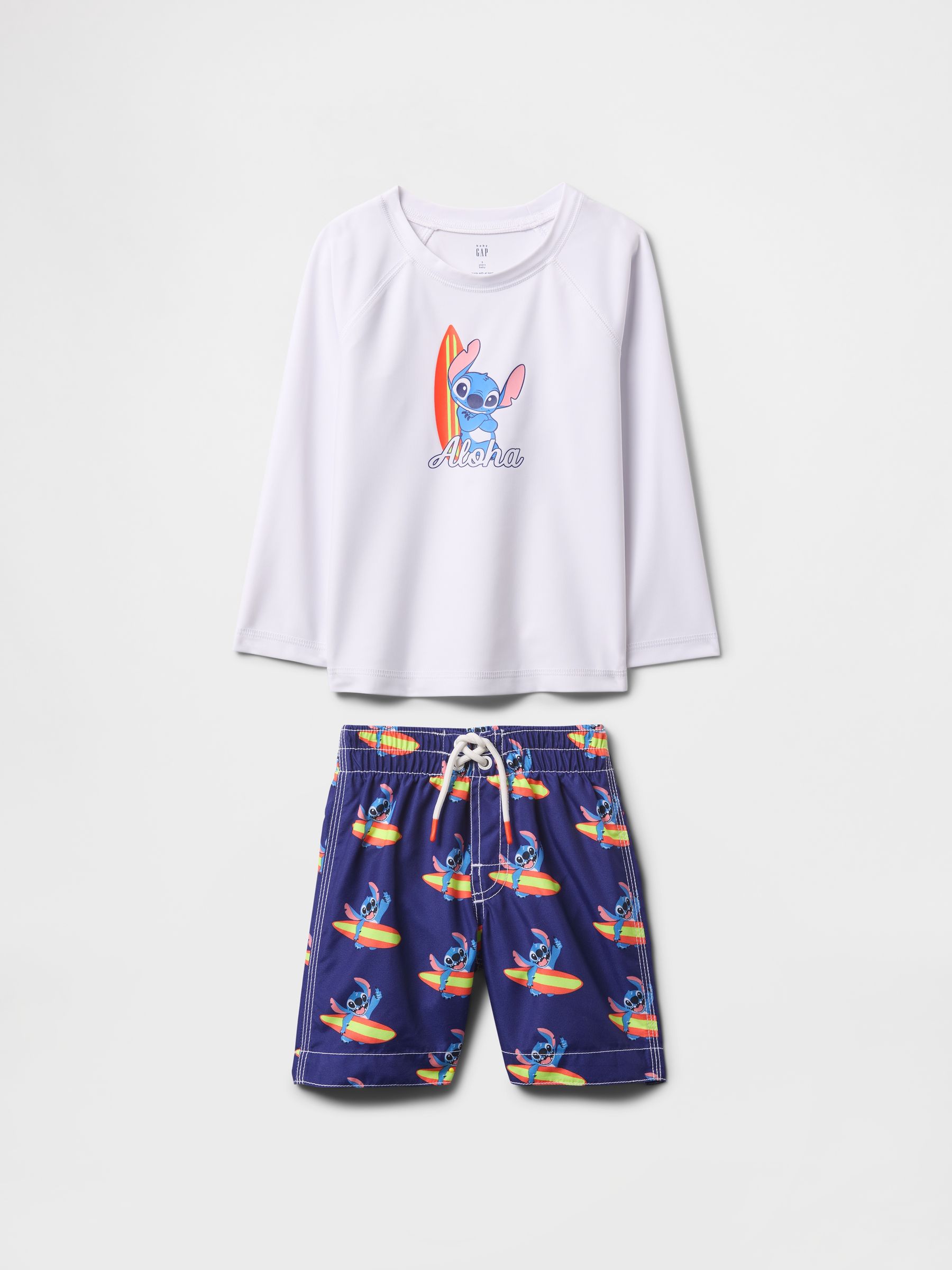 White Lilo & Stitch Disney Rash Guard Swim Two Piece (6mths-5yrs) - Image 1 of 2