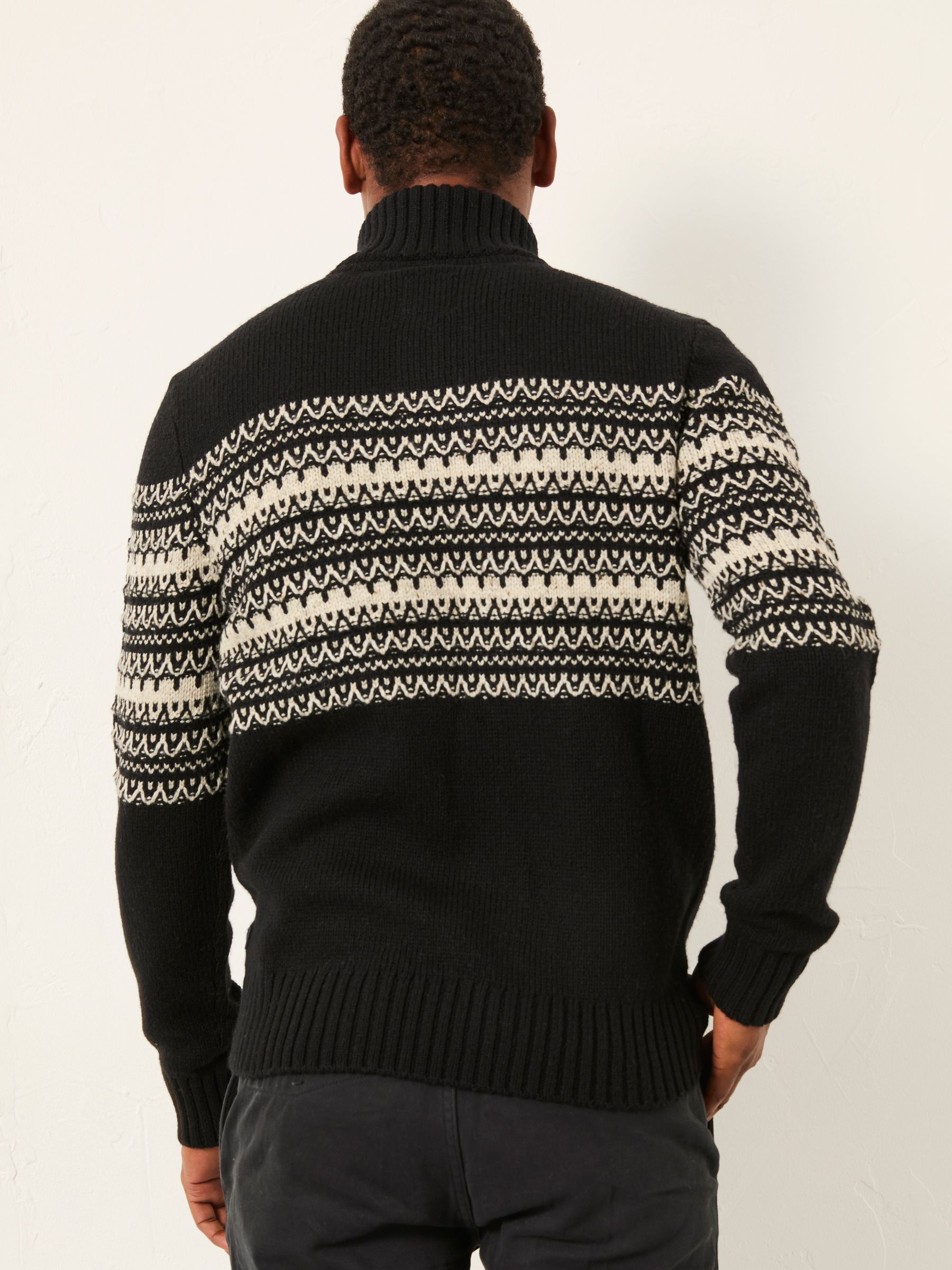 Black Fairisle Knitted Half Neck Jumper - Image 2 of 5 Black Fairisle Knitted Half Neck Jumper - Image 2 of 5