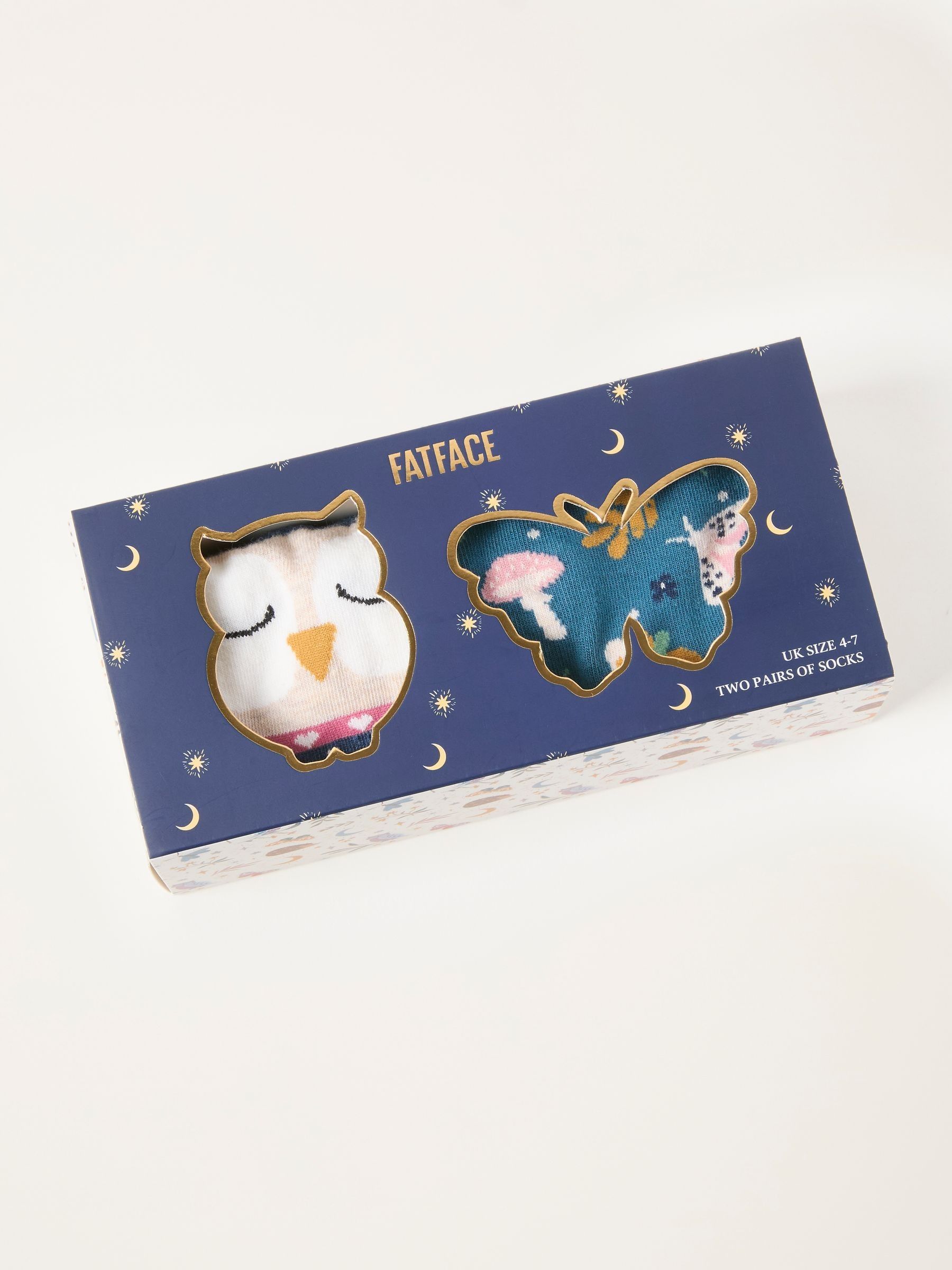 Multi 2 Pack Woodland Owl Socks in a Gift Box - Image 3 of 3