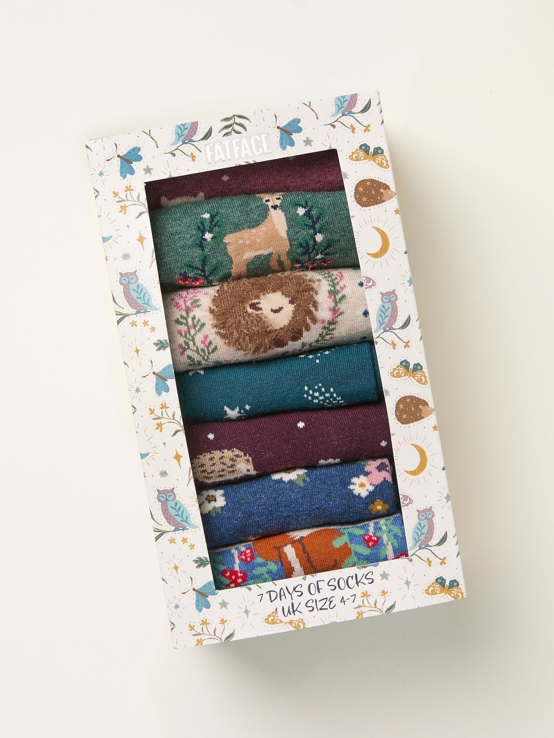 Multi Womens 7 Pack Woodland Socks in a Gift Box - Image 2 of 2