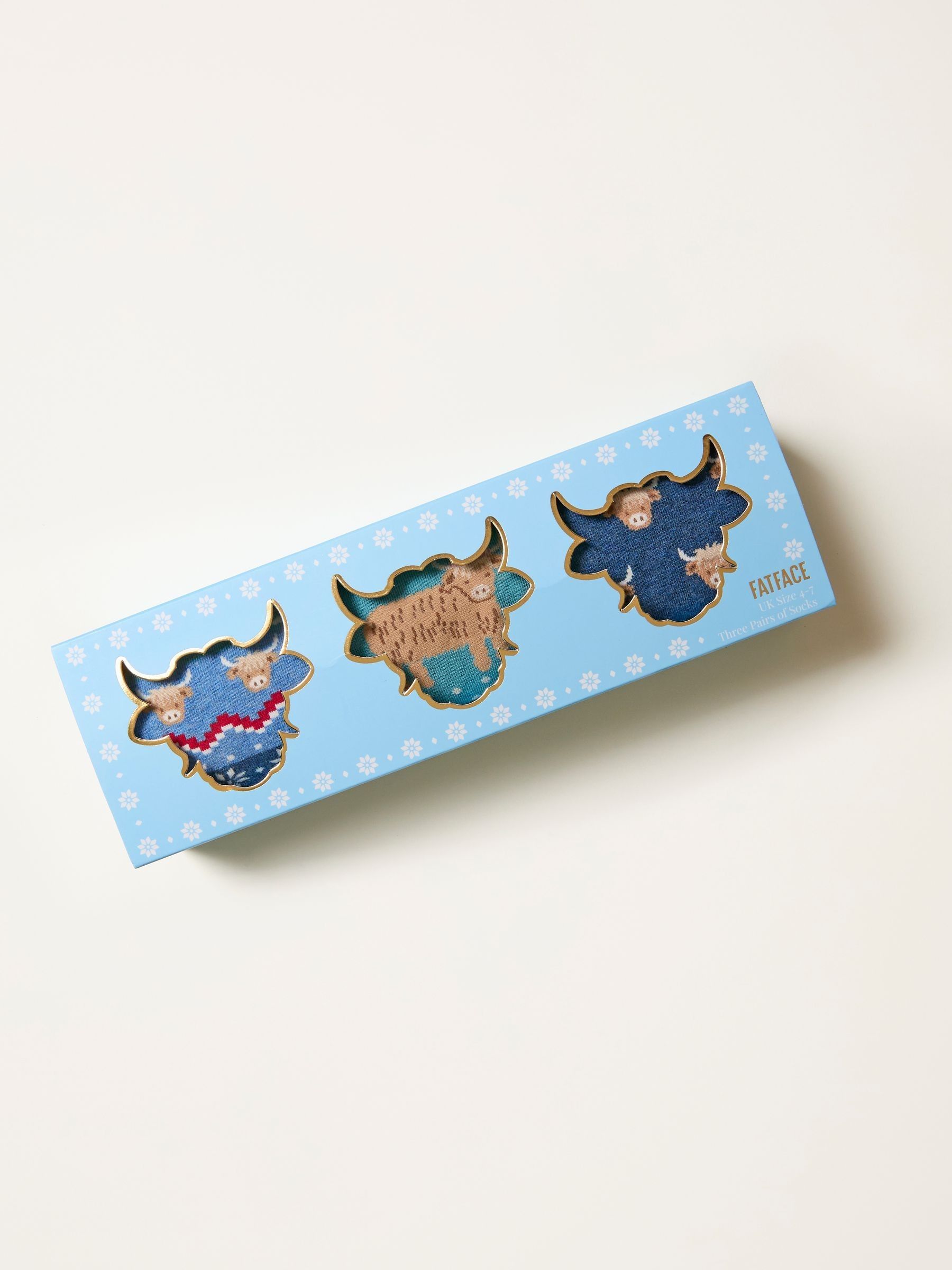 Multi 3 Pack Highland Cow Socks in a Gift Box - Image 3 of 3