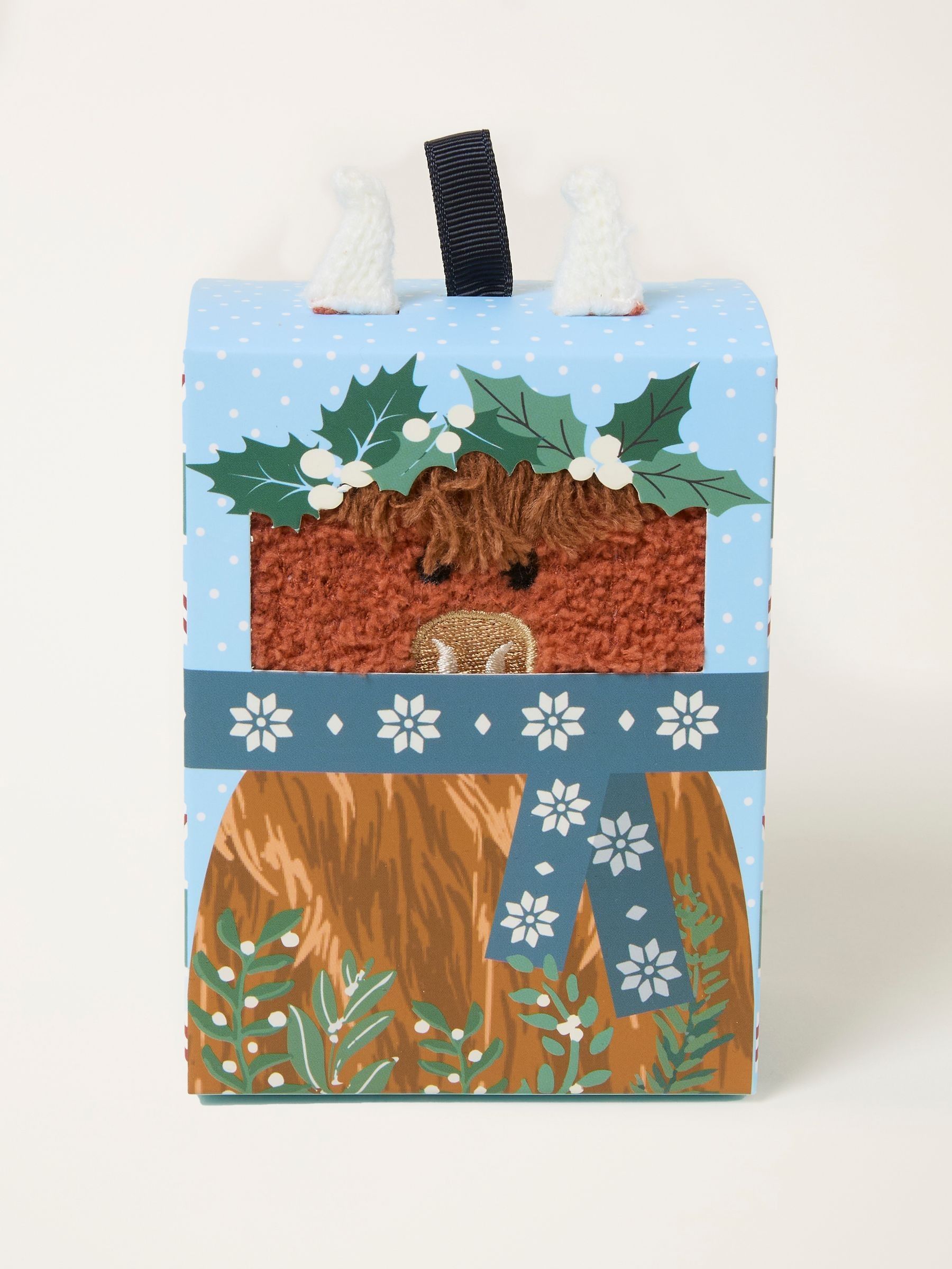 Blue Fluffy Highland Cow Socks In A Box - Image 1 of 3