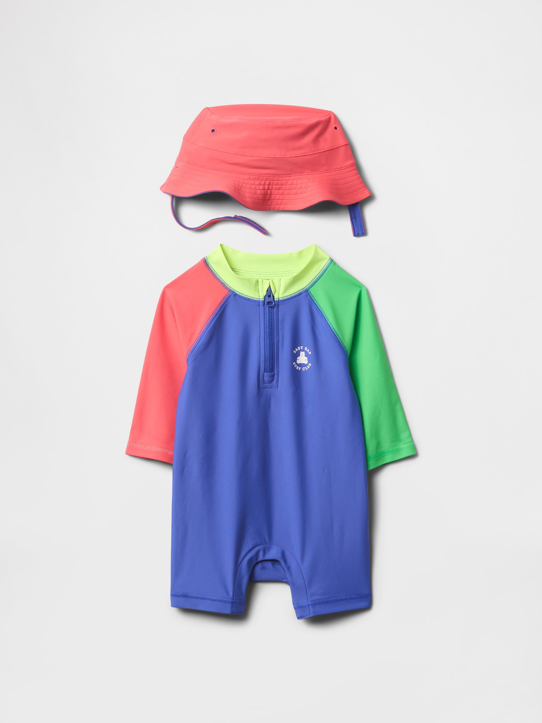 Blue Rash Guard Swimsuit & Hat Set (Newborn-24mths) - Image 1 of 2