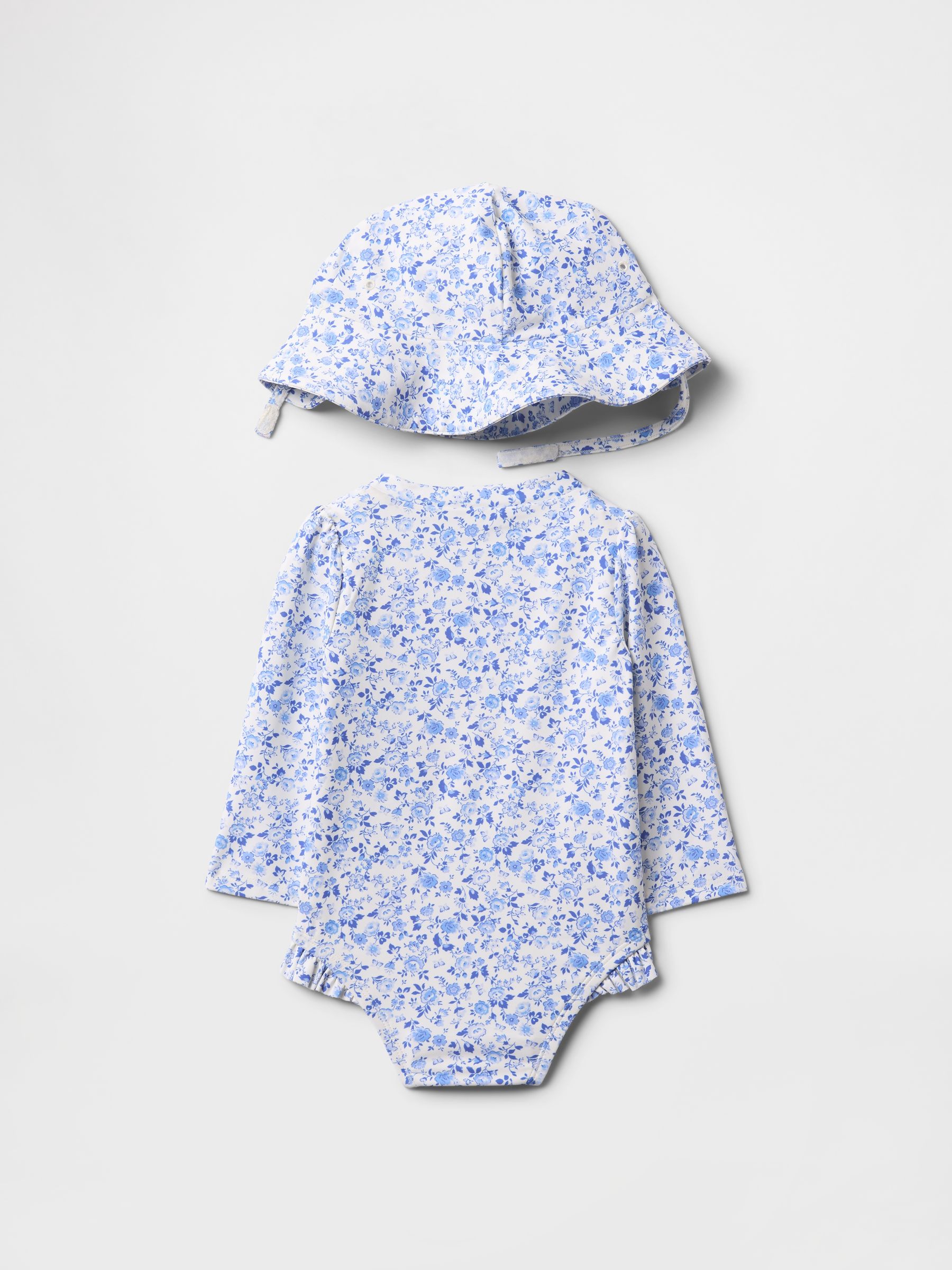 Blue Rash Guard Swimsuit & Hat Set (Newborn-24mths) - Image 2 of 2