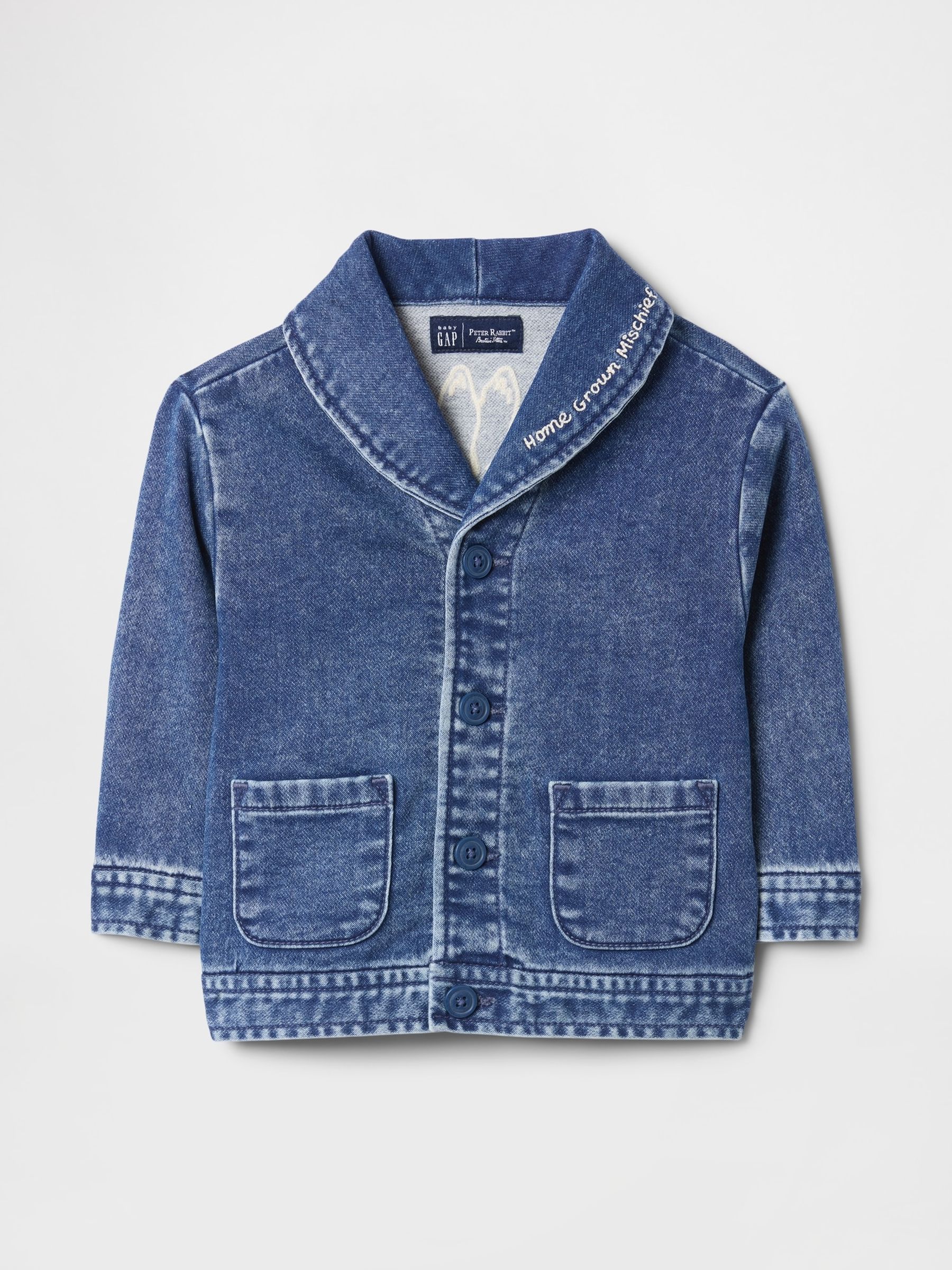 Blue Peter Rabbit Knit Denim Shawl Cardigan (Newborn-24mths) - Image 2 of 5