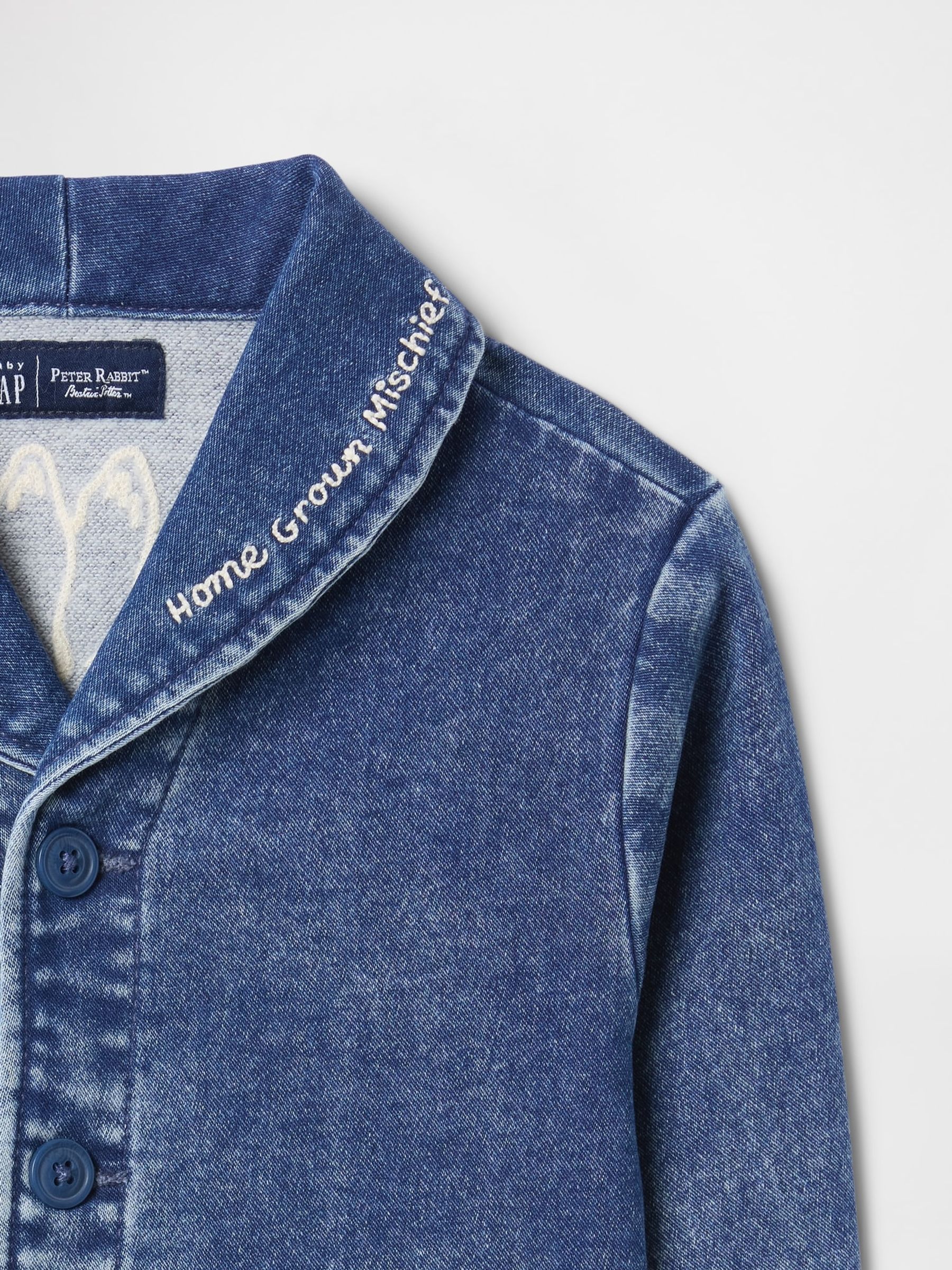 Blue Peter Rabbit Knit Denim Shawl Cardigan (Newborn-24mths) - Image 4 of 5