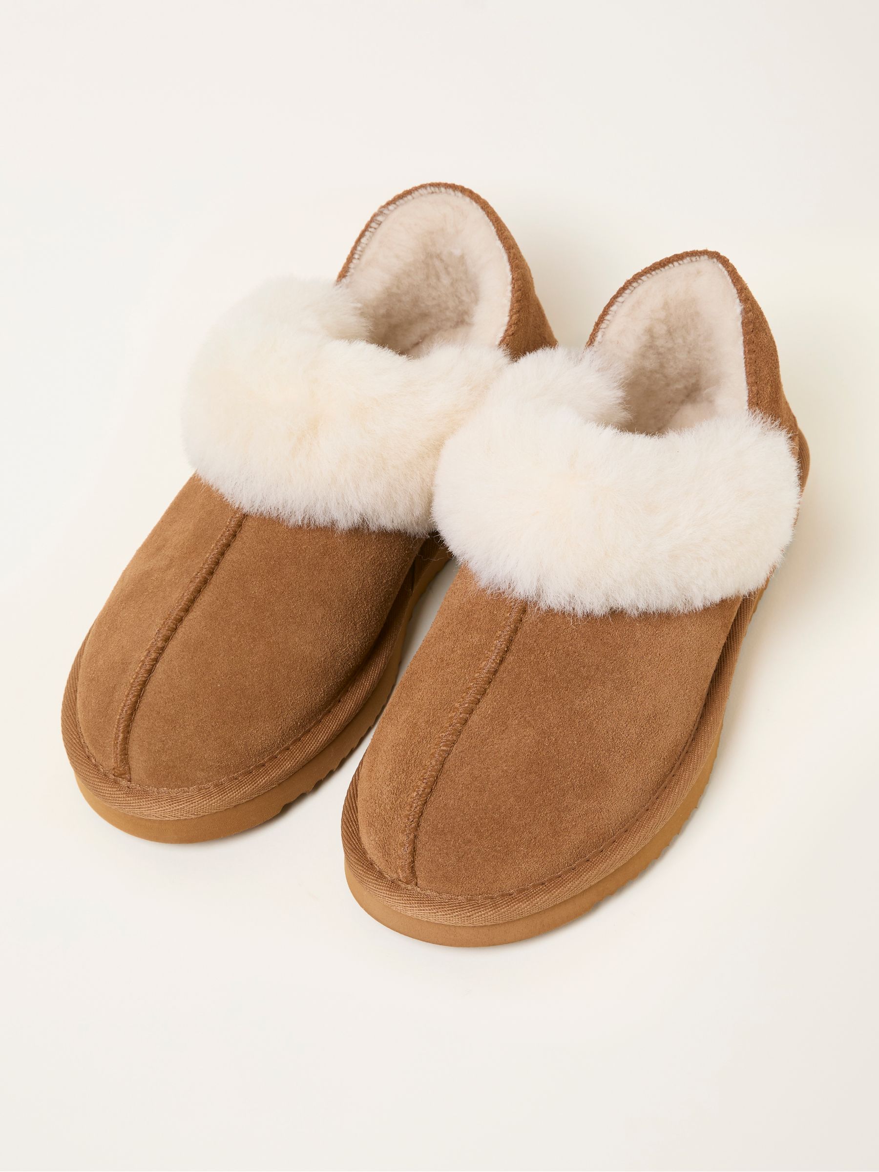 Tan Brown Sheepskin Fold Down Slipper - Image 2 of 3