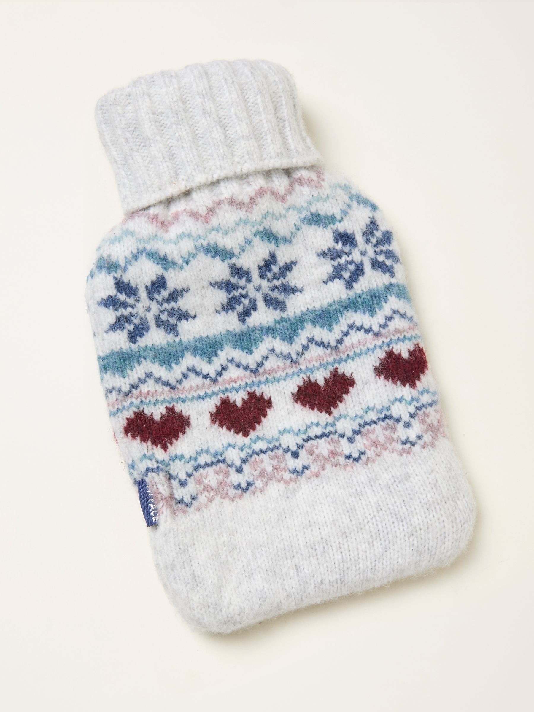 Grey Fair Isle Knitted Hot Water Bottle