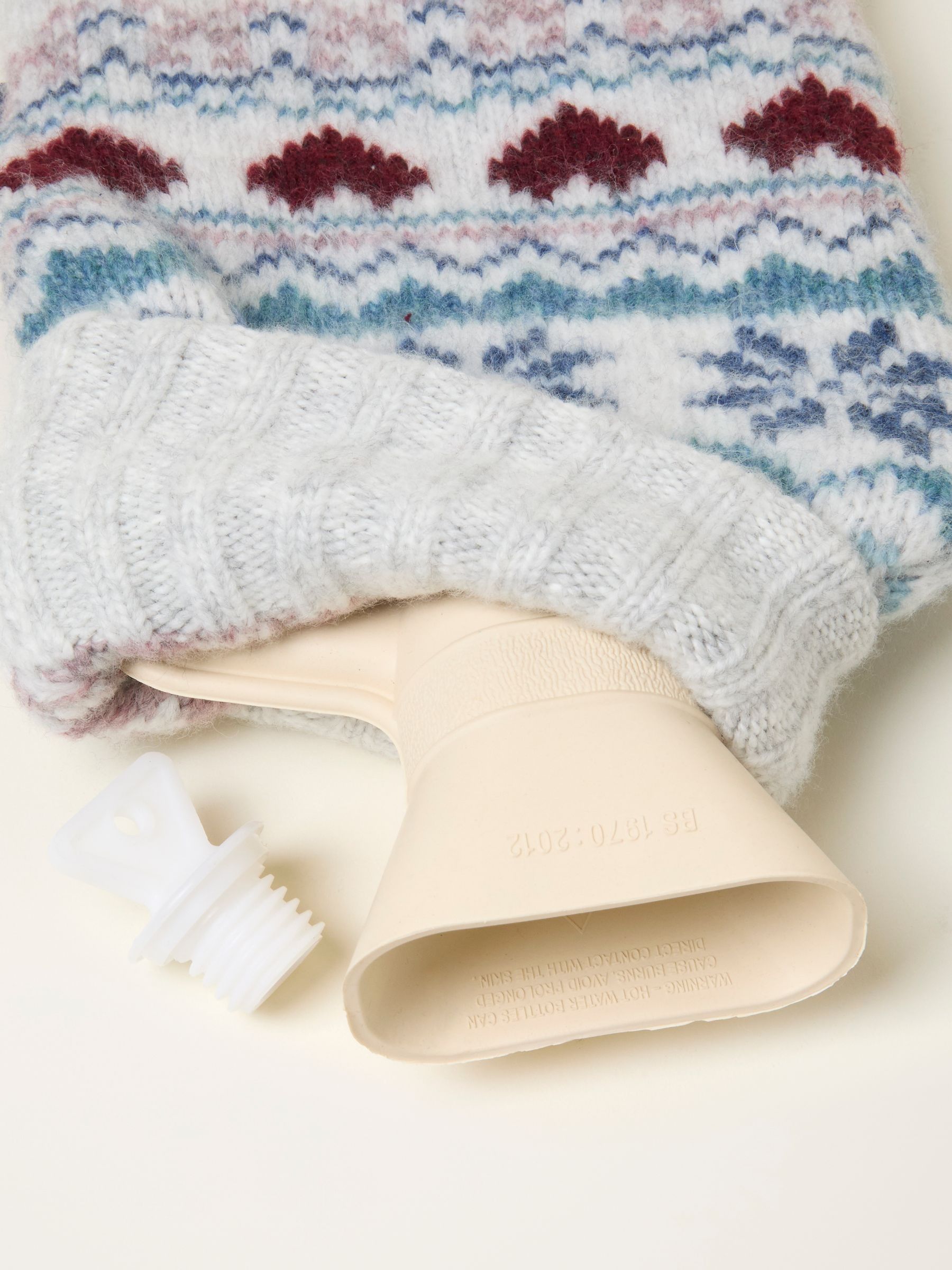 Grey Fair Isle Knitted Hot Water Bottle - Image 2 of 2 Grey Fair Isle Knitted Hot Water Bottle - Image 2 of 2