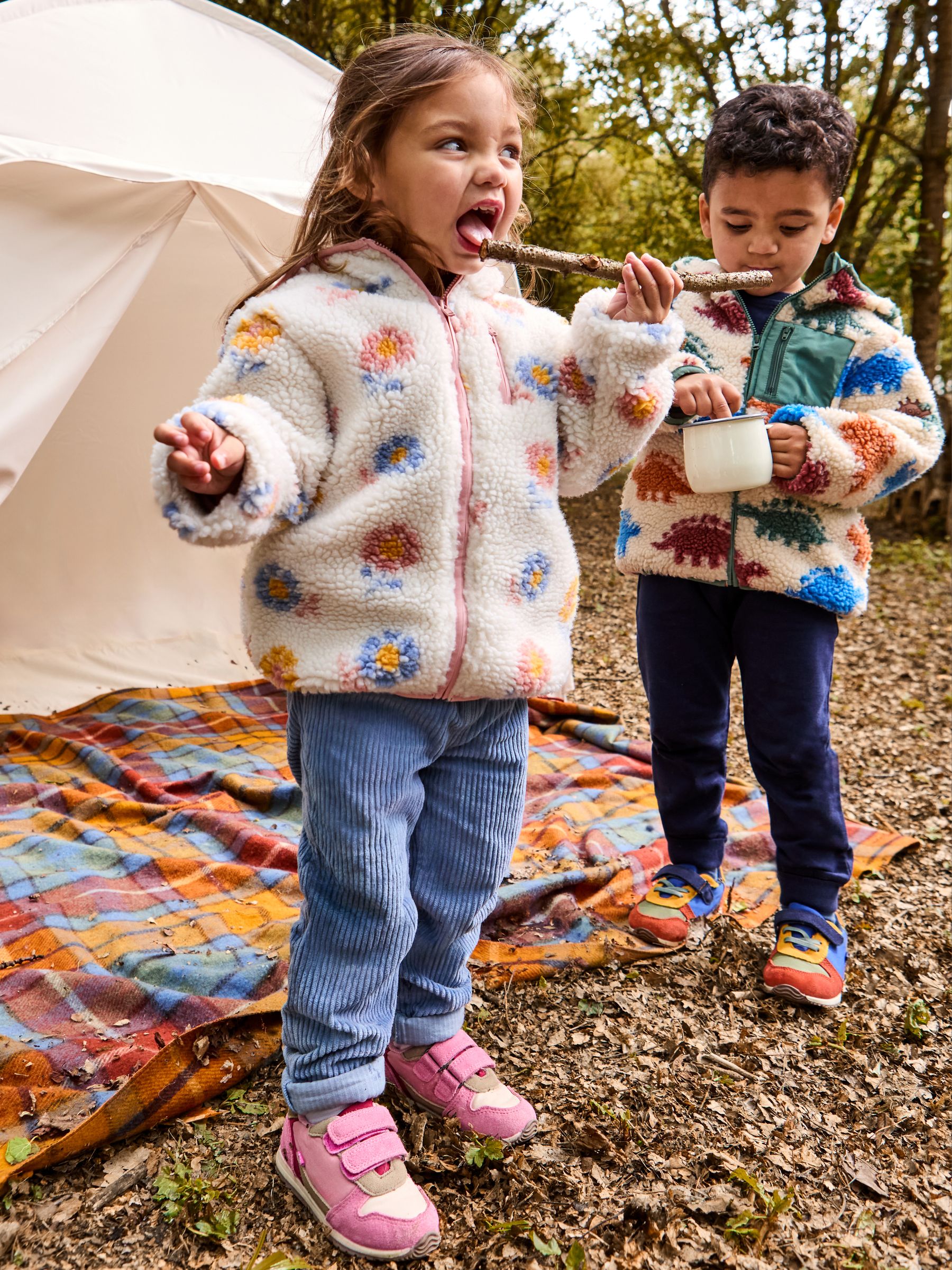 Cream Big Flower Hooded Fleece Jacket - Image 7 of 7