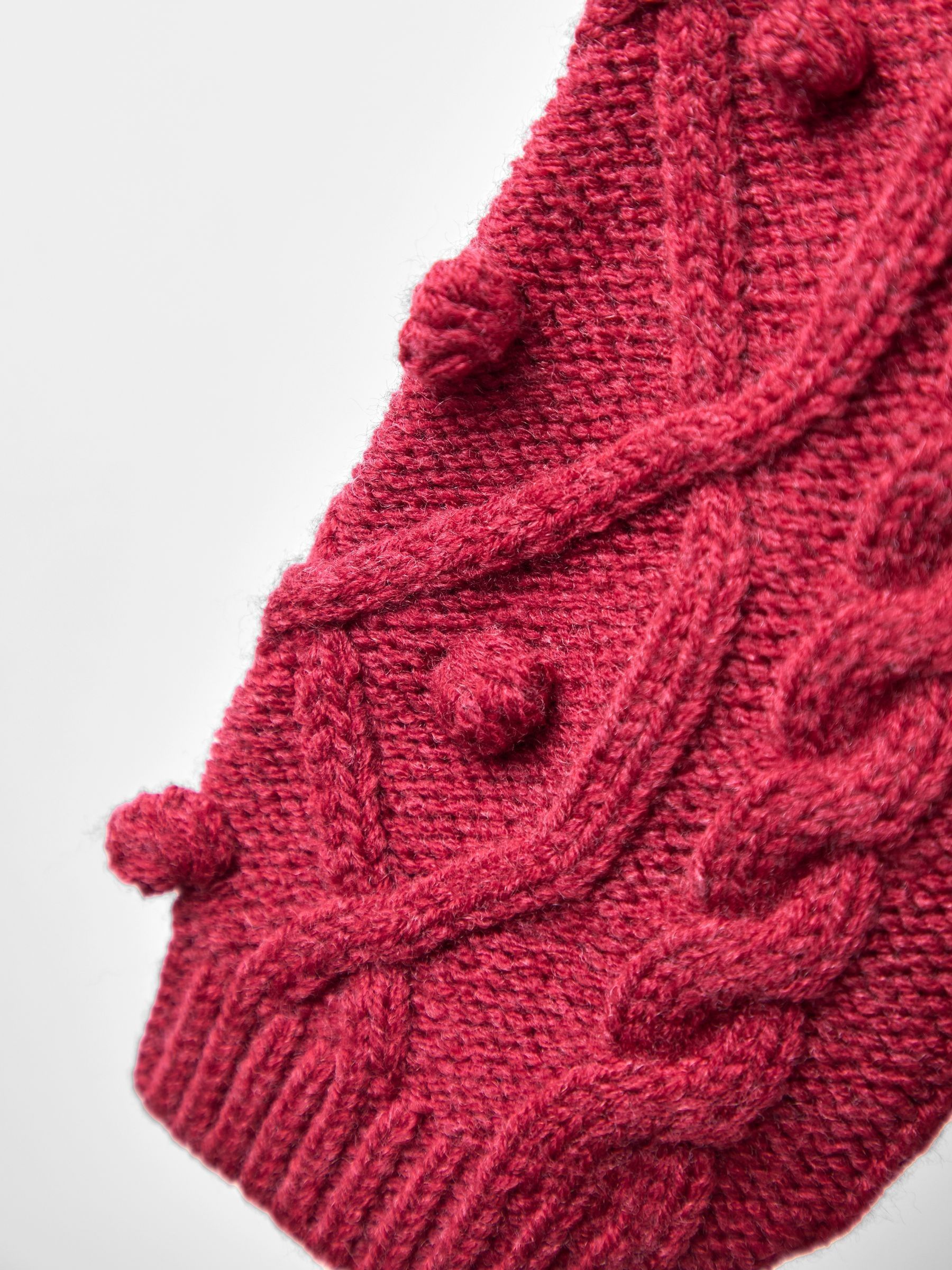 Red Embroidered Cable Frill Knitted Dress - Image 4 of 4