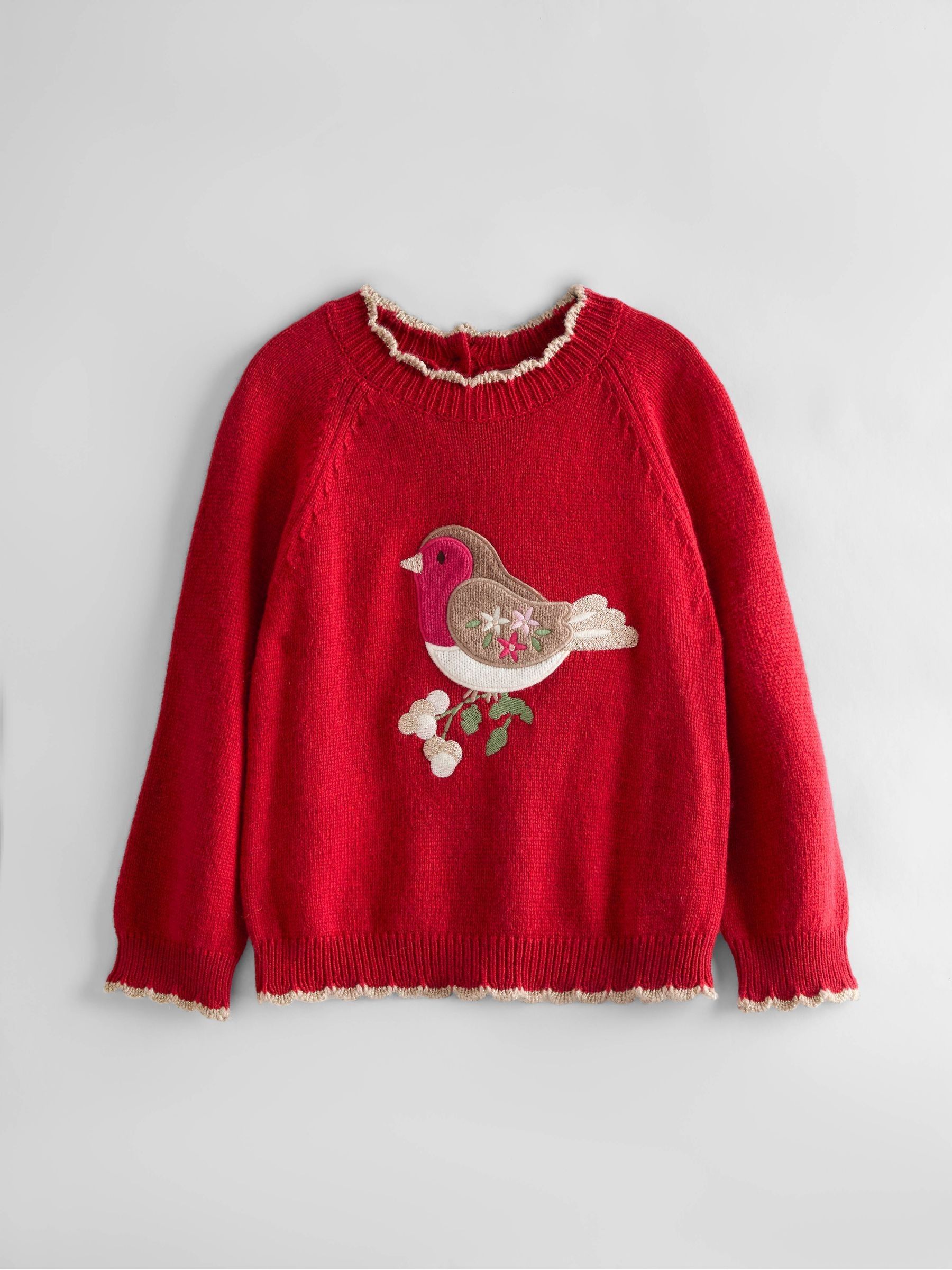 Red Robin Christmas Crew Neck Appliqué Jumper - Image 1 of 3