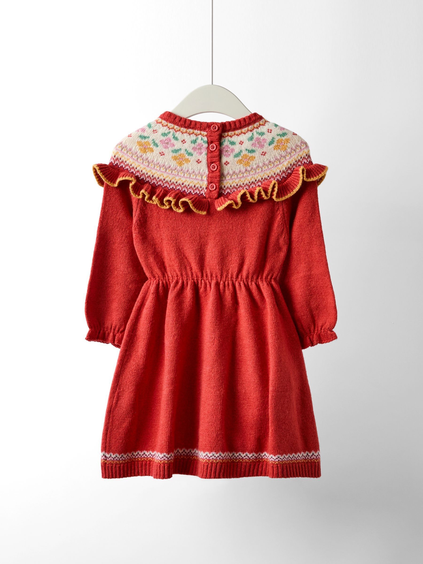 Orange Rust Hedgehog Fairisle Knitted Dress - Image 2 of 4