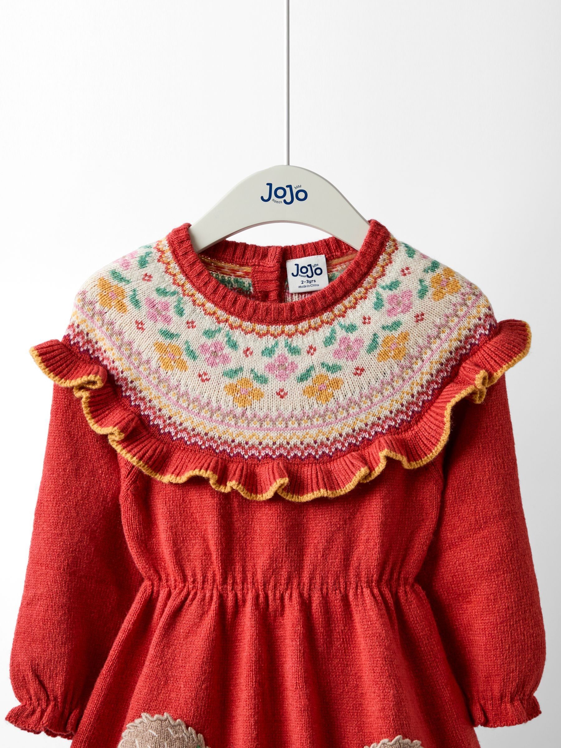 Orange Rust Hedgehog Fairisle Knitted Dress - Image 3 of 4