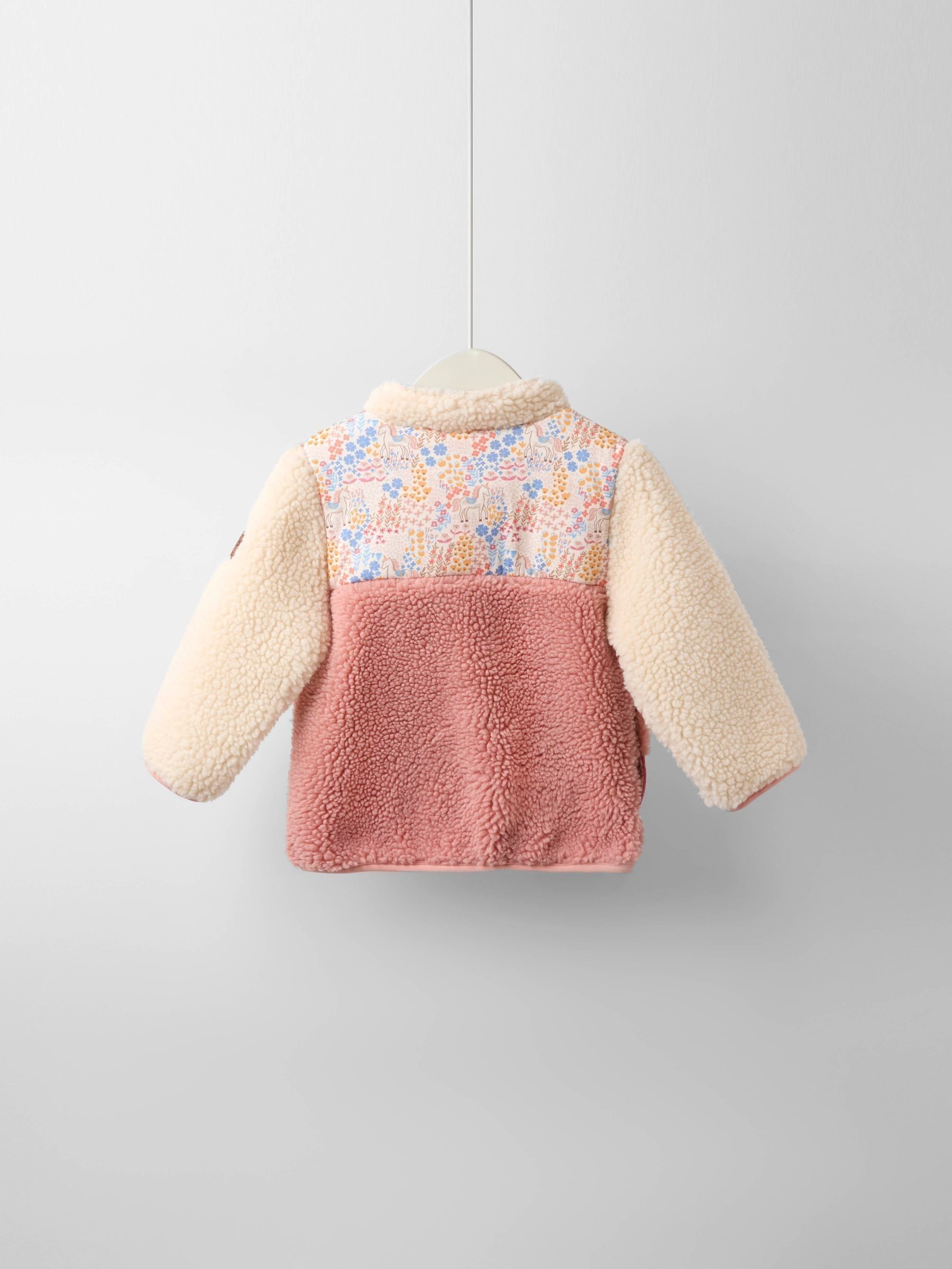 Pink Floral Unicorn Fleece Appliqué Reversible Jacket - Image 7 of 9