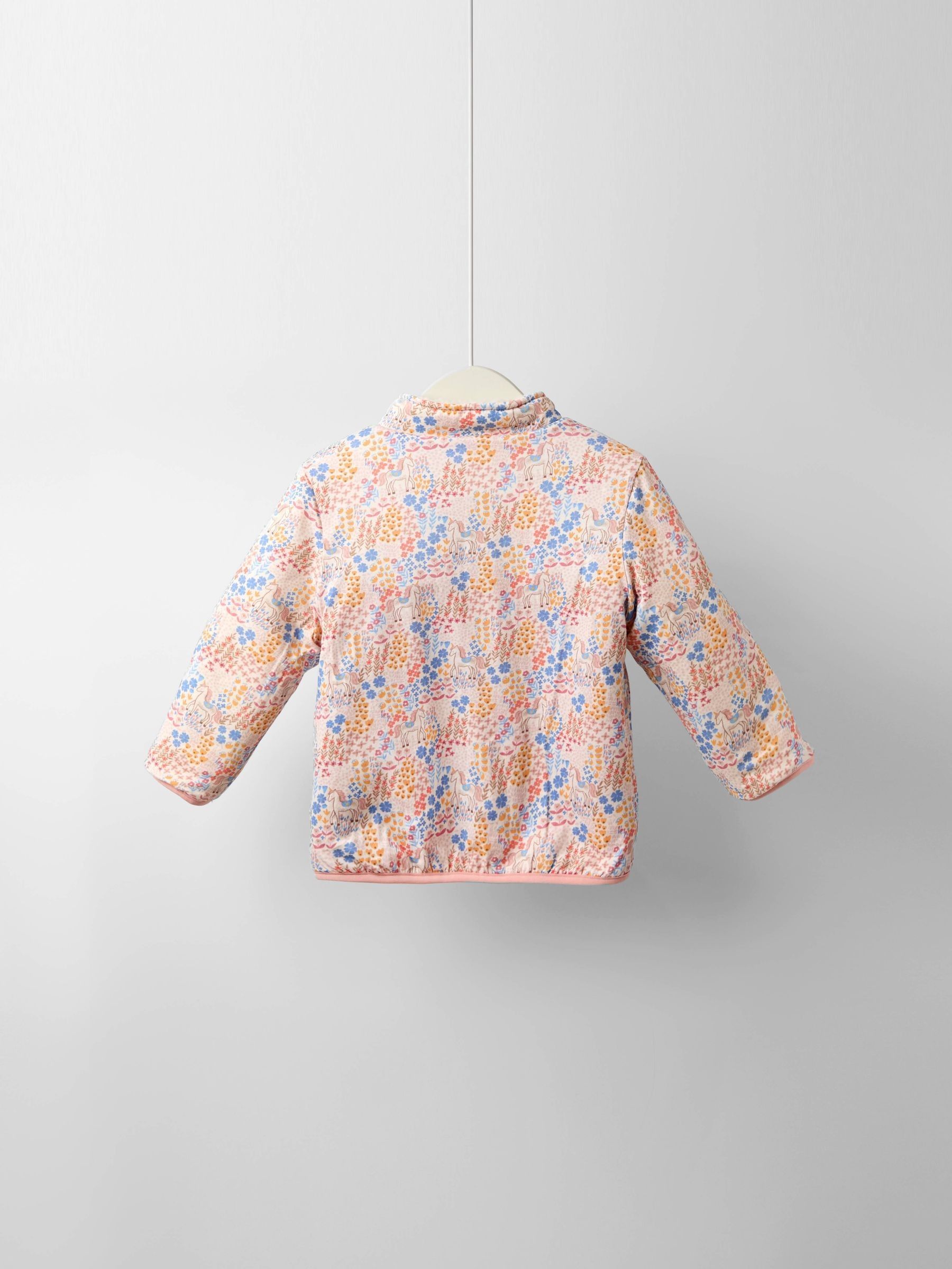 Pink Floral Unicorn Fleece Appliqué Reversible Jacket - Image 9 of 9