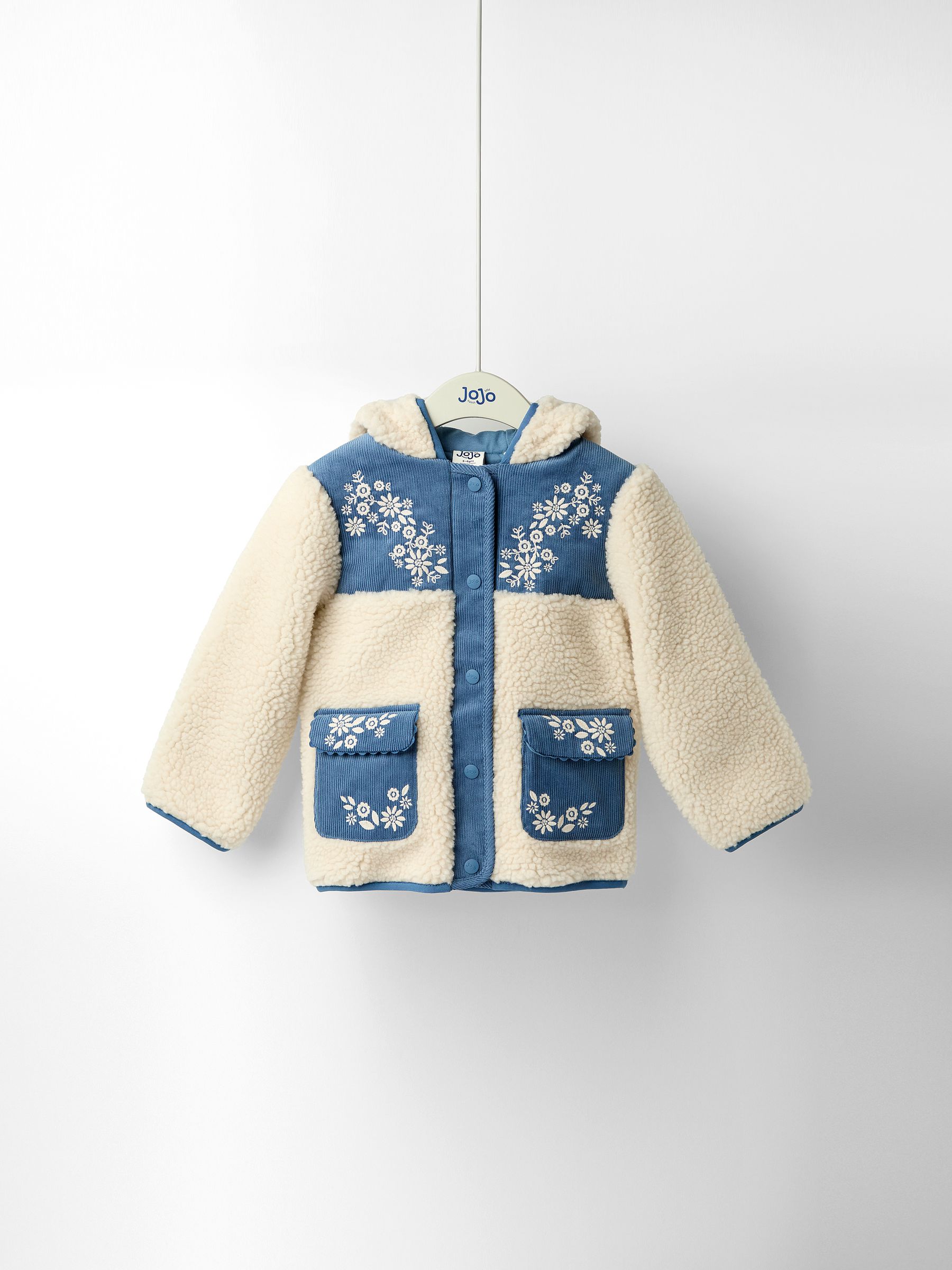 Blue Embroidered Popper Through Borg Fleece Jacket - Image 5 of 10