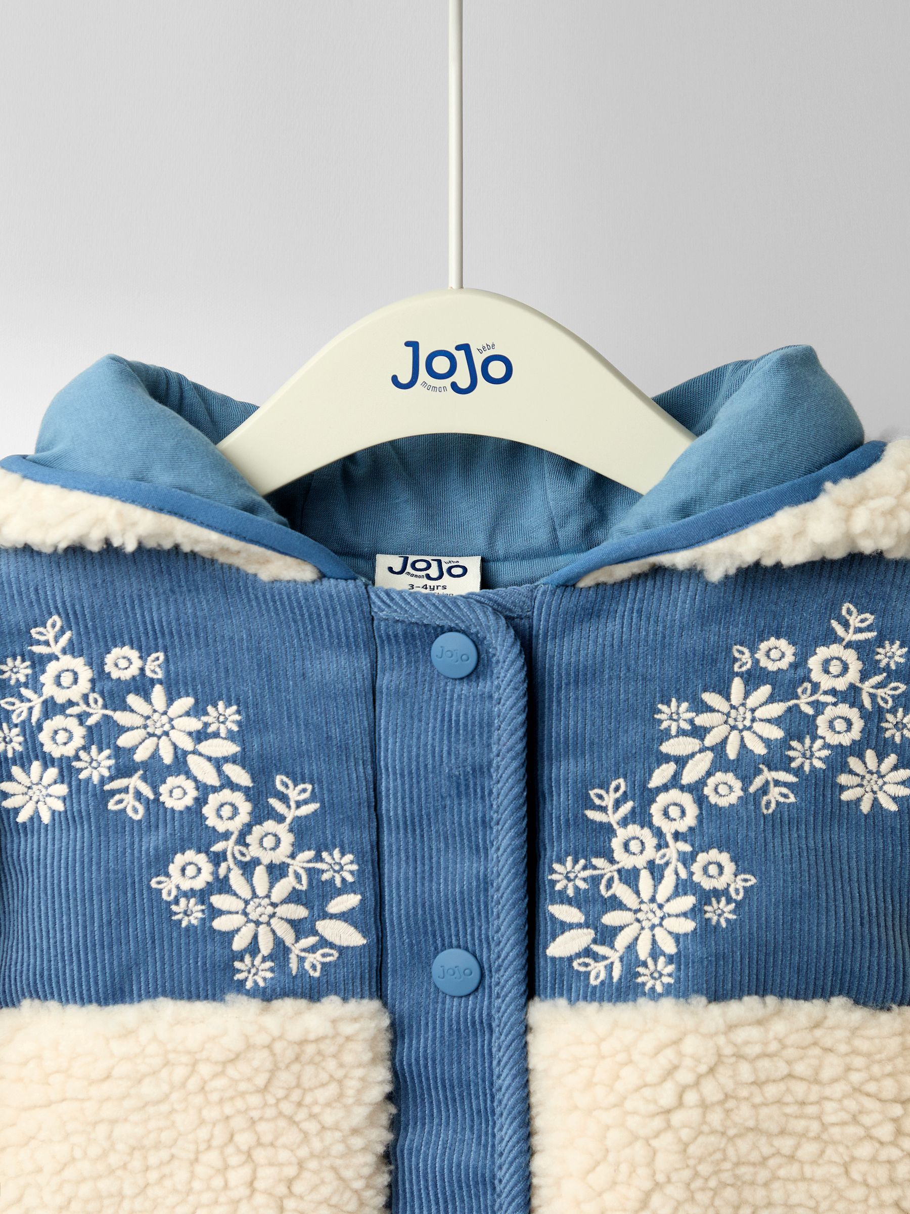 Blue Embroidered Popper Through Borg Fleece Jacket - Image 7 of 10