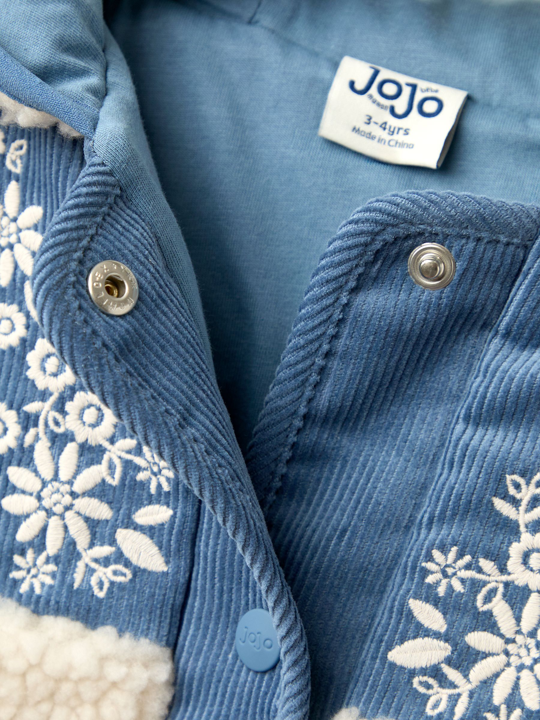 Blue Embroidered Popper Through Borg Fleece Jacket - Image 8 of 10