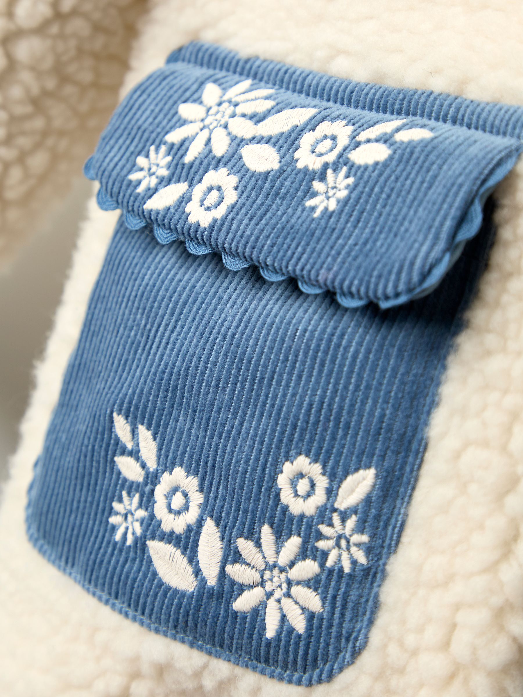 Blue Embroidered Popper Through Borg Fleece Jacket - Image 9 of 10