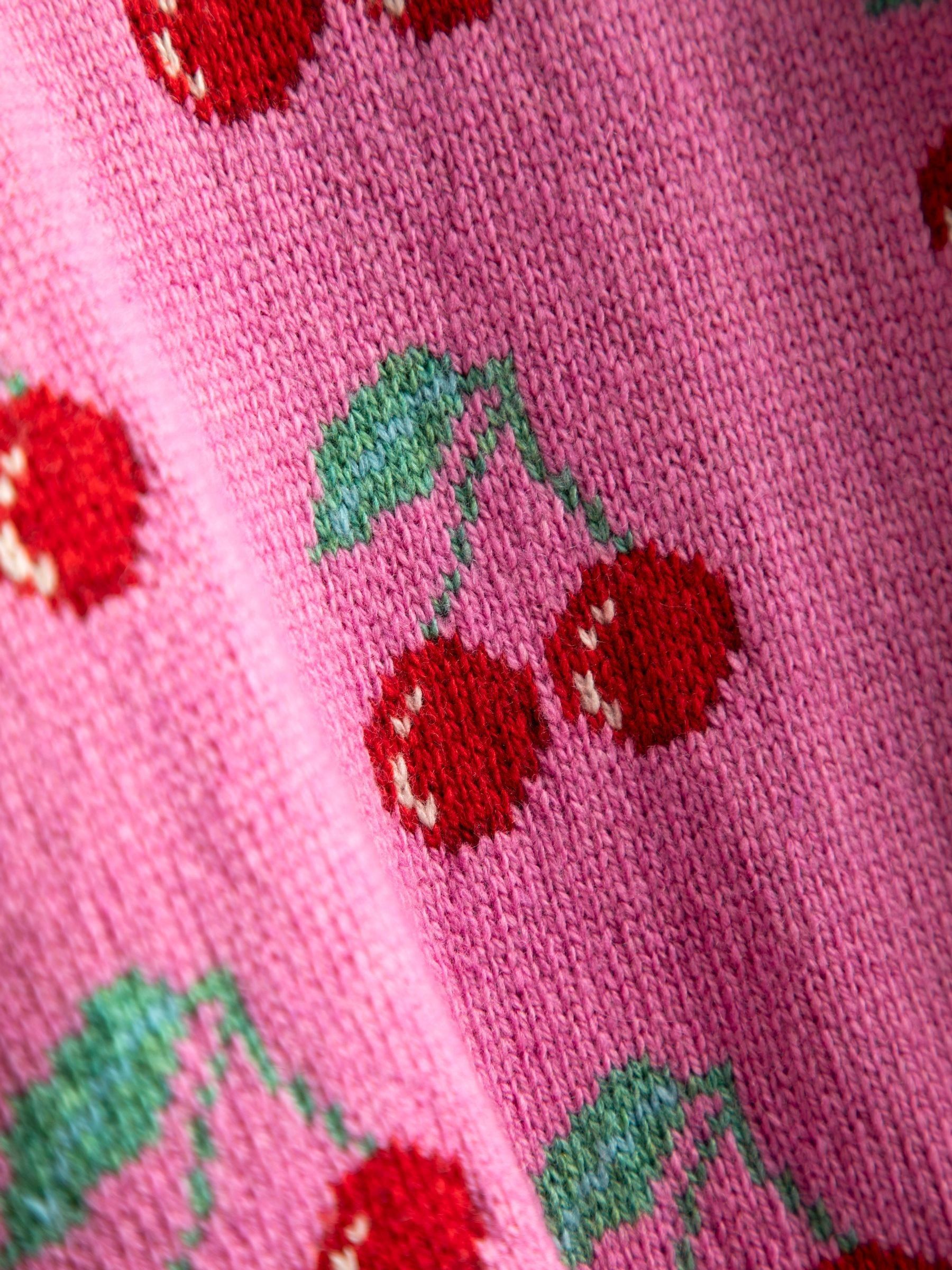 Fucshia Pink Cherry Intarsia Crew Neck Jumper - Image 2 of 3