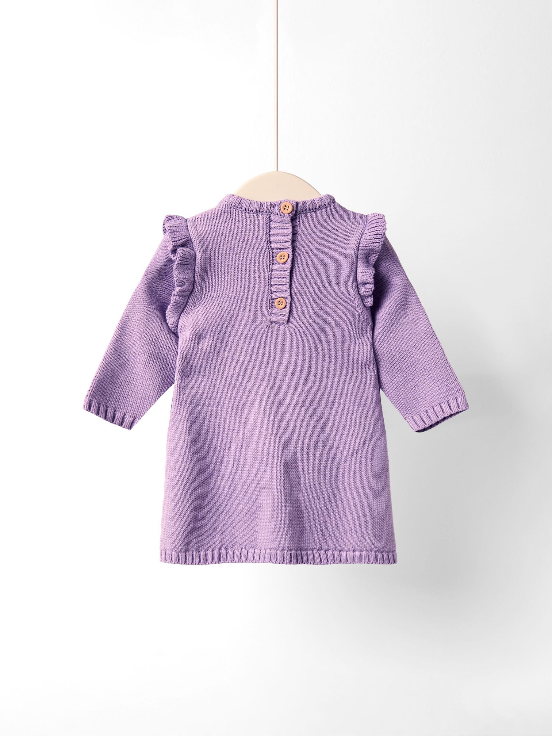 Lilac Embroidered Frill Knitted Dress - Image 2 of 4