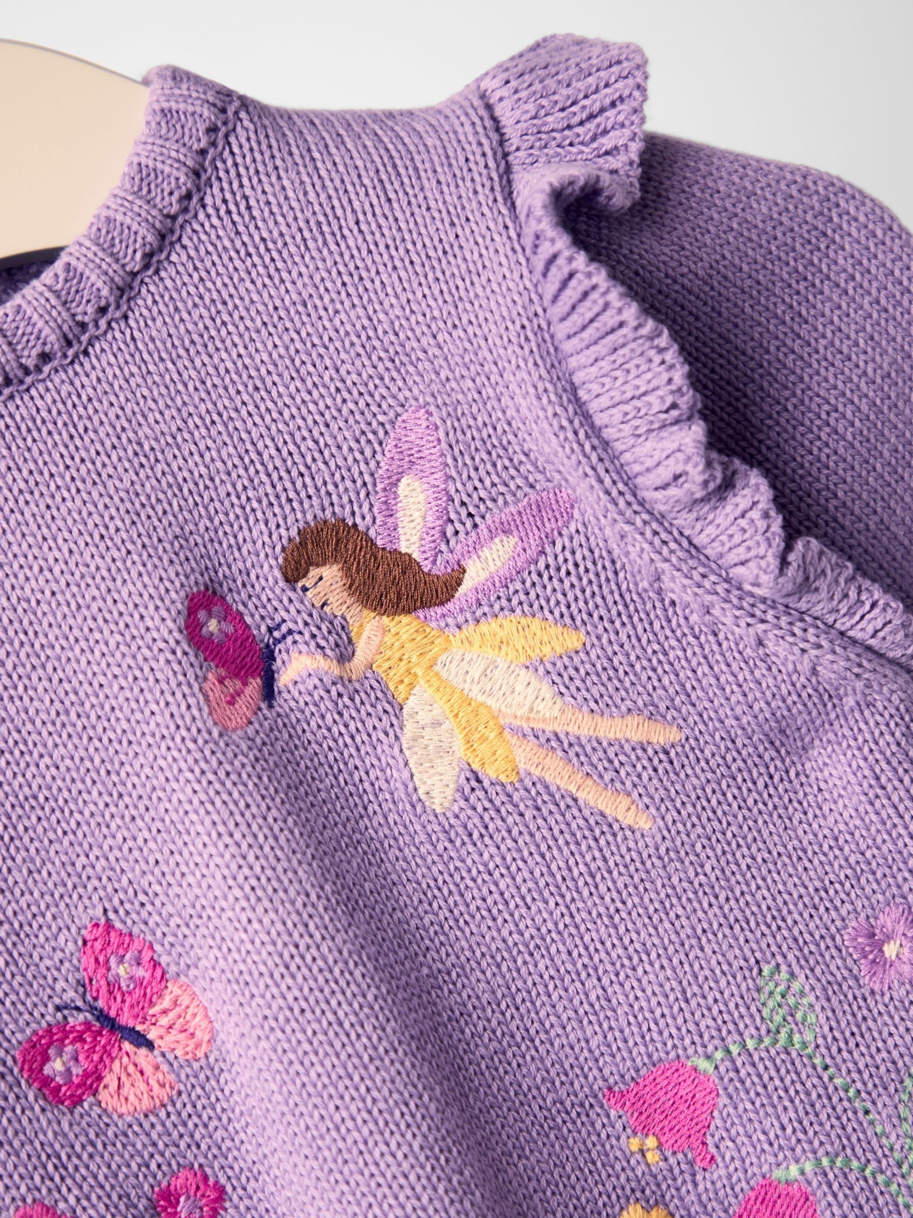 Lilac Embroidered Frill Knitted Dress - Image 3 of 4