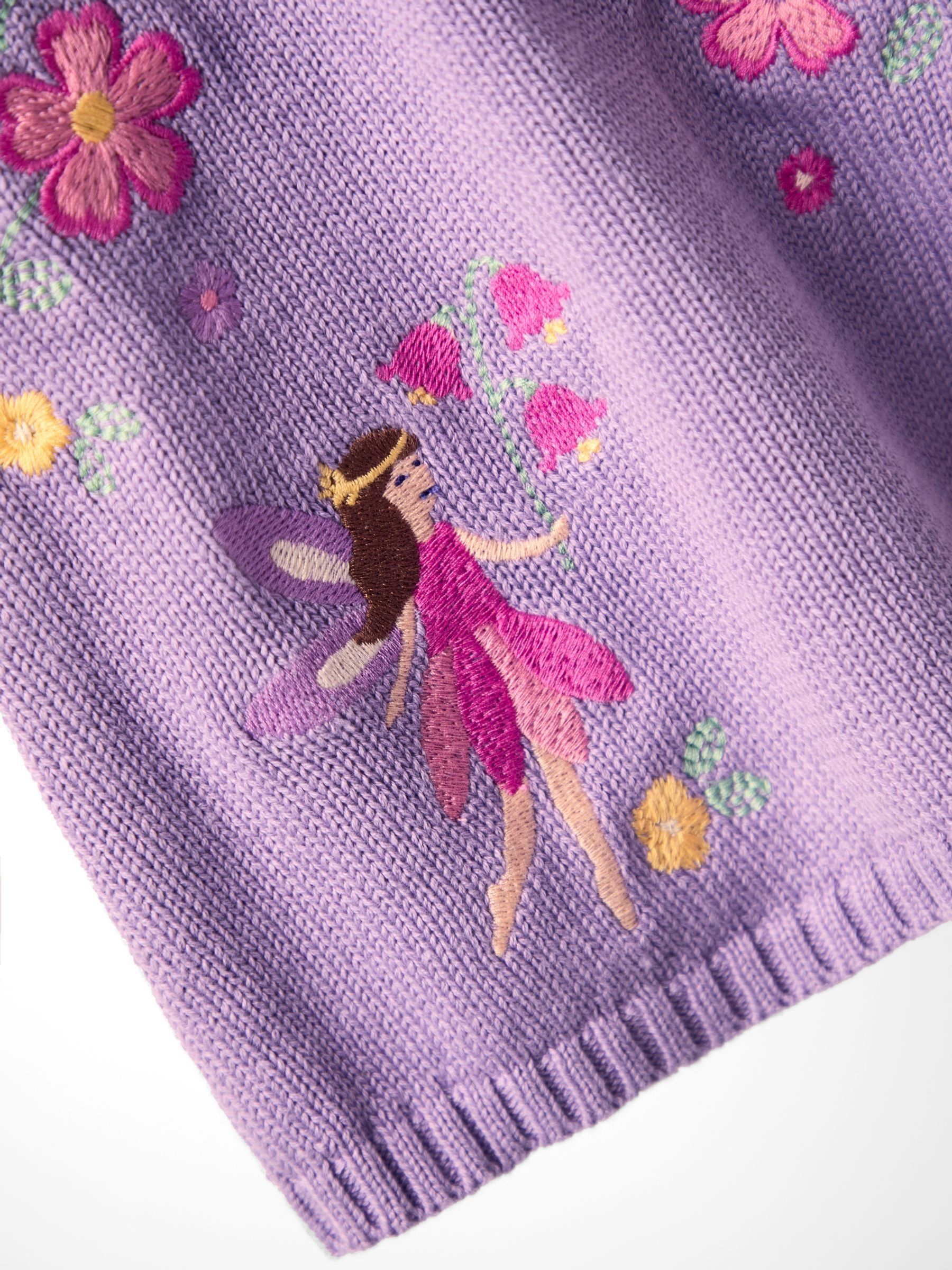 Lilac Embroidered Frill Knitted Dress - Image 4 of 4