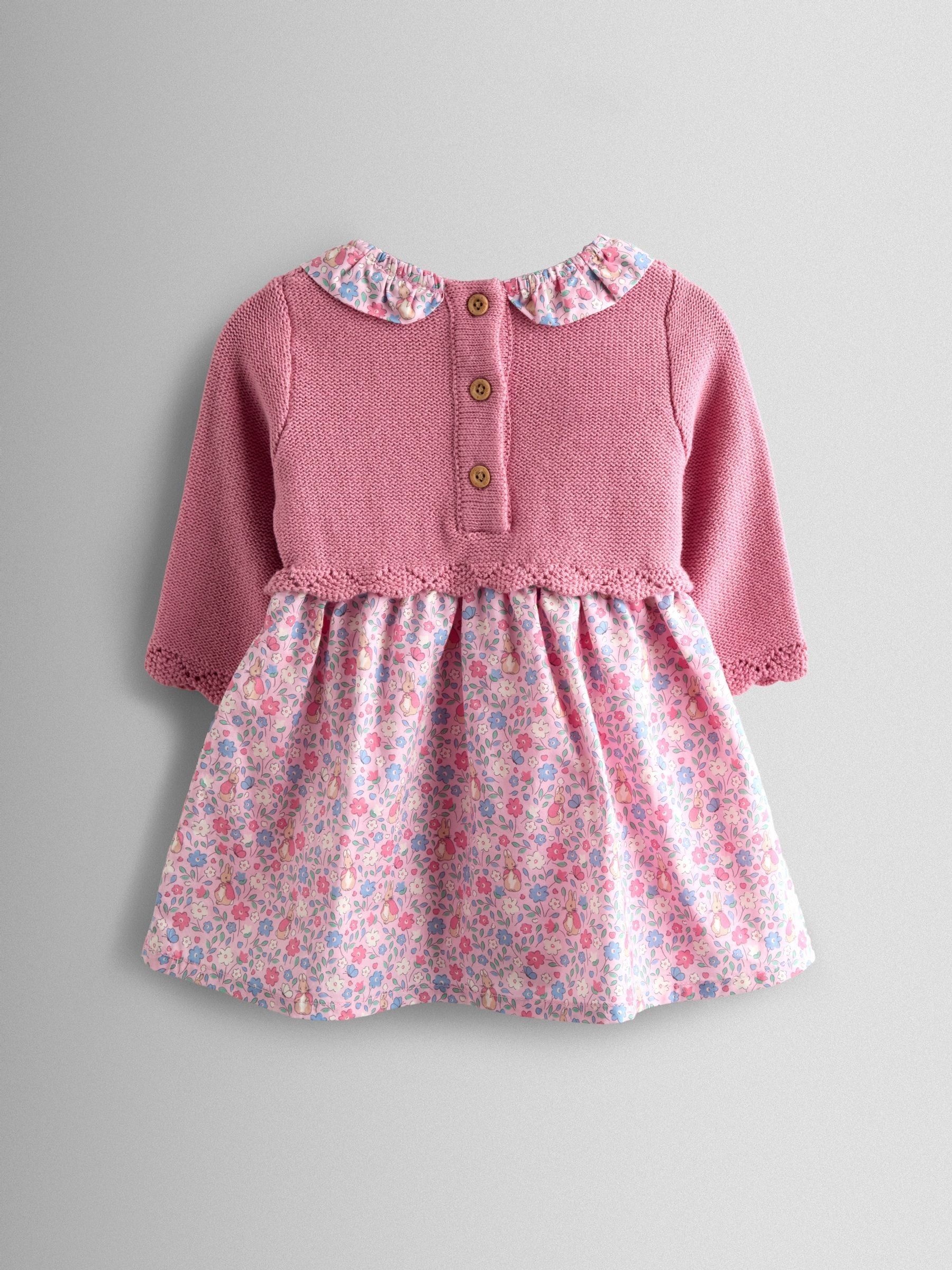Pink Knit Embroidered Top & Dress Set - Image 2 of 6