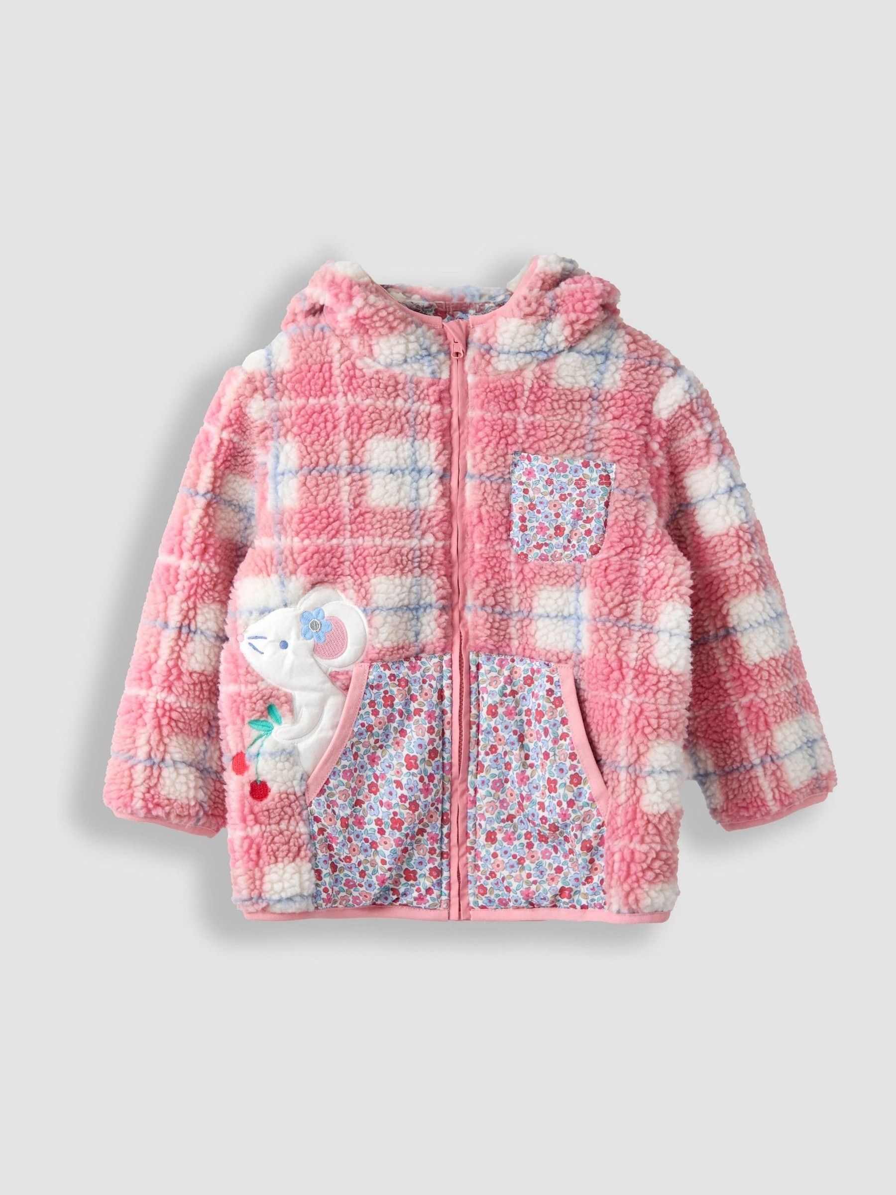 Pink Mouse Appliqué Reversible Fleece Jacket JoJo Maman Bébé