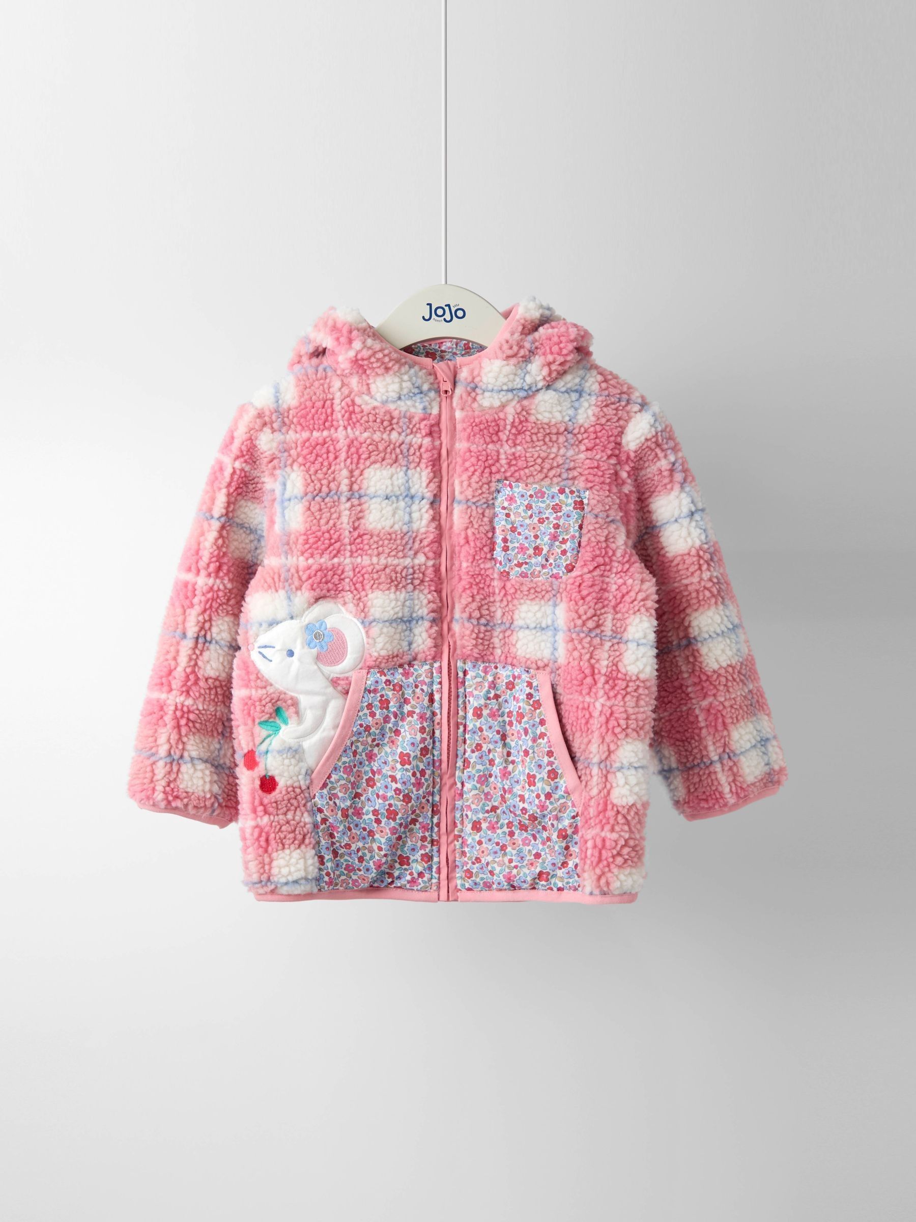 Pink Mouse Appliqué Reversible Fleece Jacket - Image 8 of 13