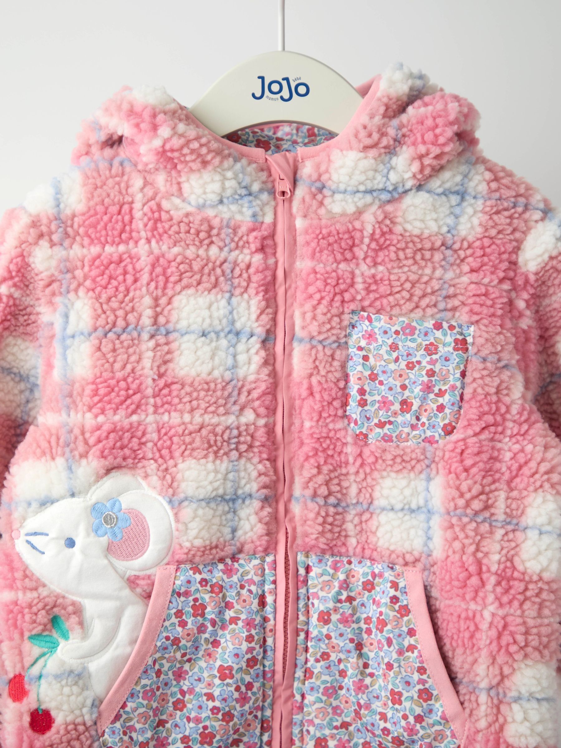 Pink Mouse Appliqué Reversible Fleece Jacket - Image 9 of 13