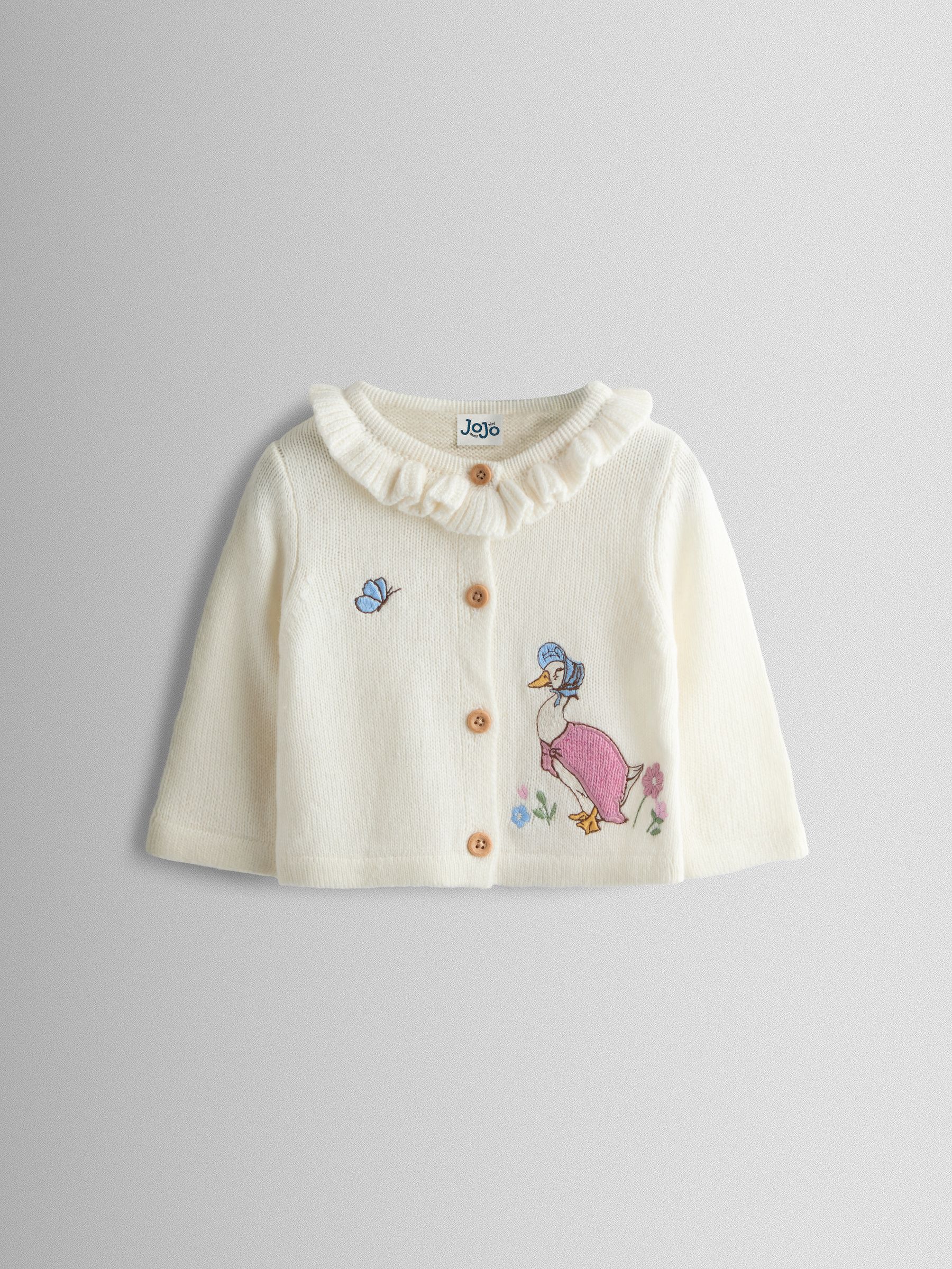 Cream Jemima Puddle-Duck Frill Collar Embroidered Cardigan - Image 1 of 4