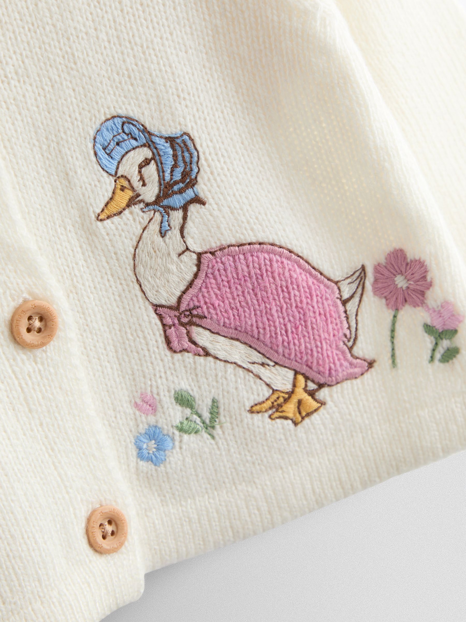 Cream Jemima Puddle-Duck Frill Collar Embroidered Cardigan - Image 3 of 4