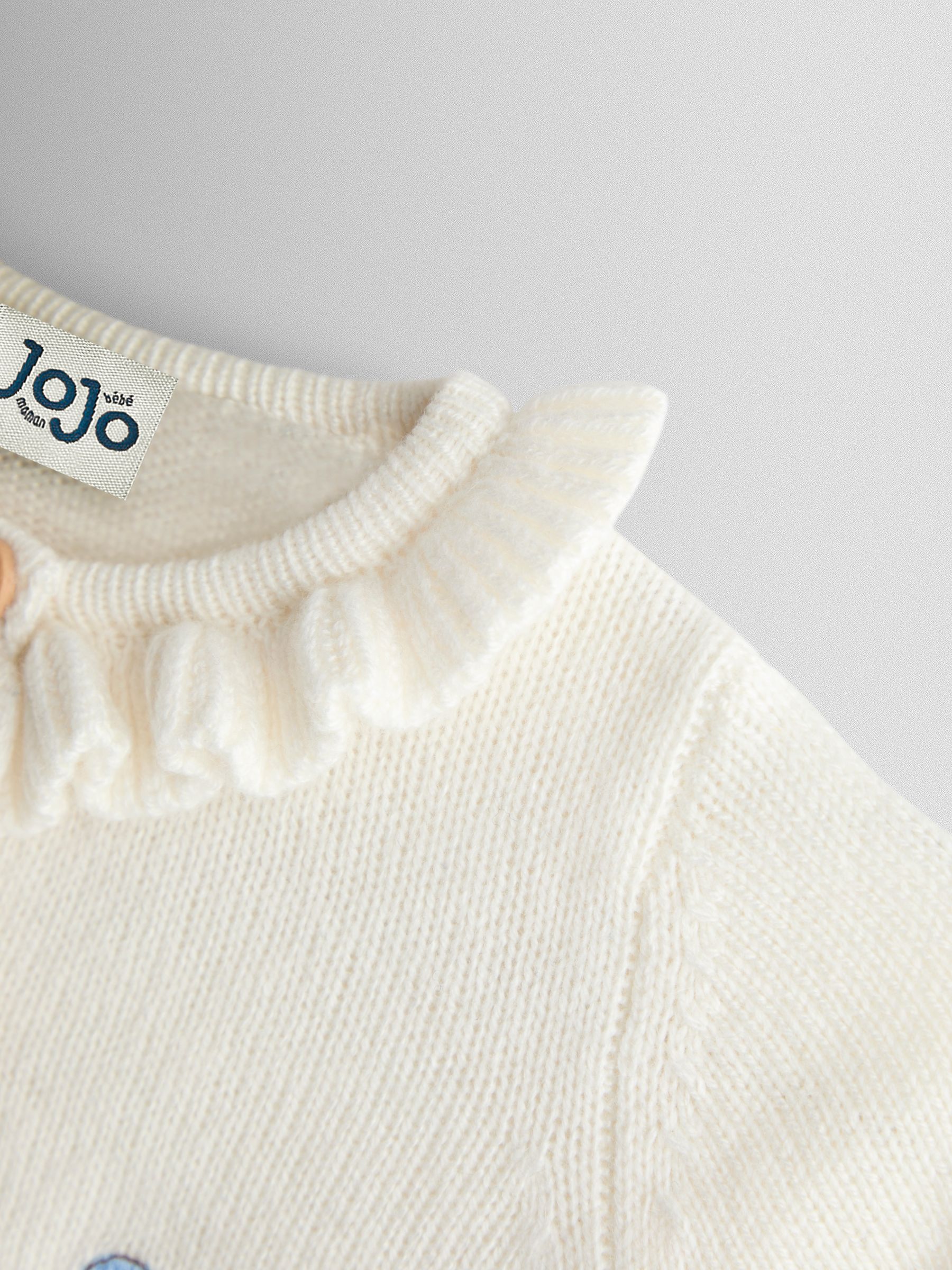 Cream Jemima Puddle-Duck Frill Collar Embroidered Cardigan - Image 4 of 4