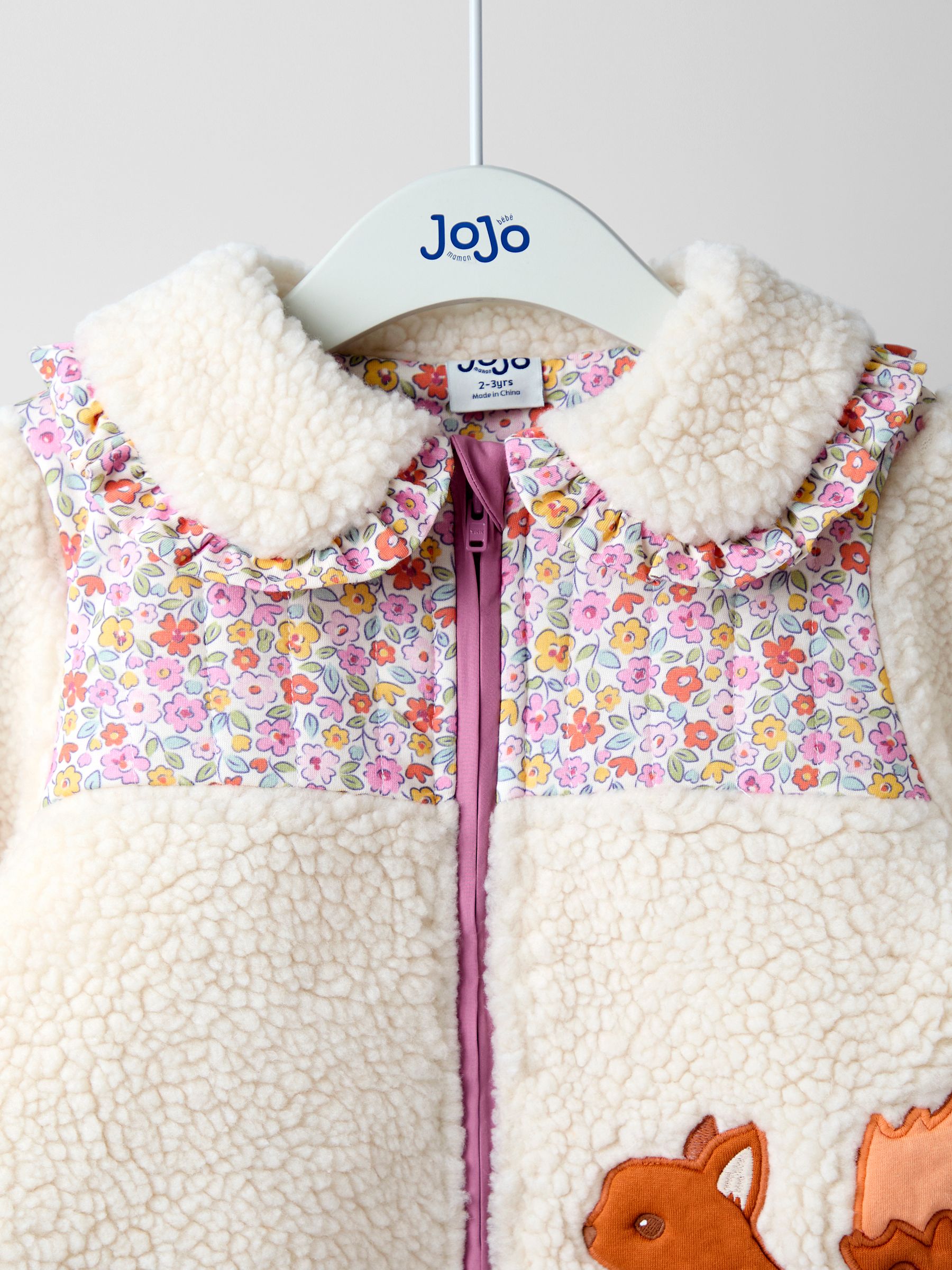 Cream Woodland Friends Fleece Zip-Up Jacket With Collar - Image 3 of 4