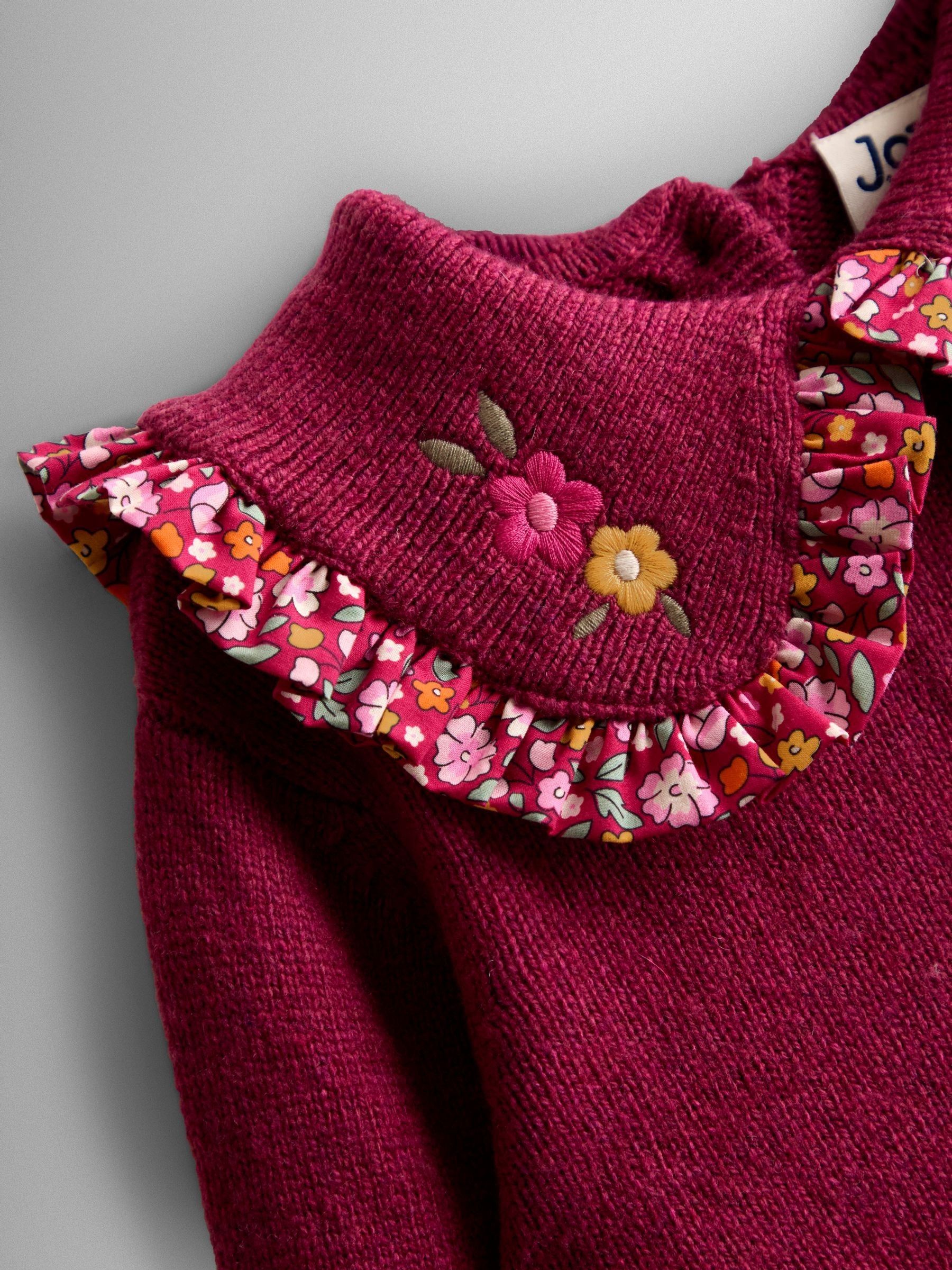 Berry Red Floral Frill Collar Embroidered Jumper - Image 6 of 7