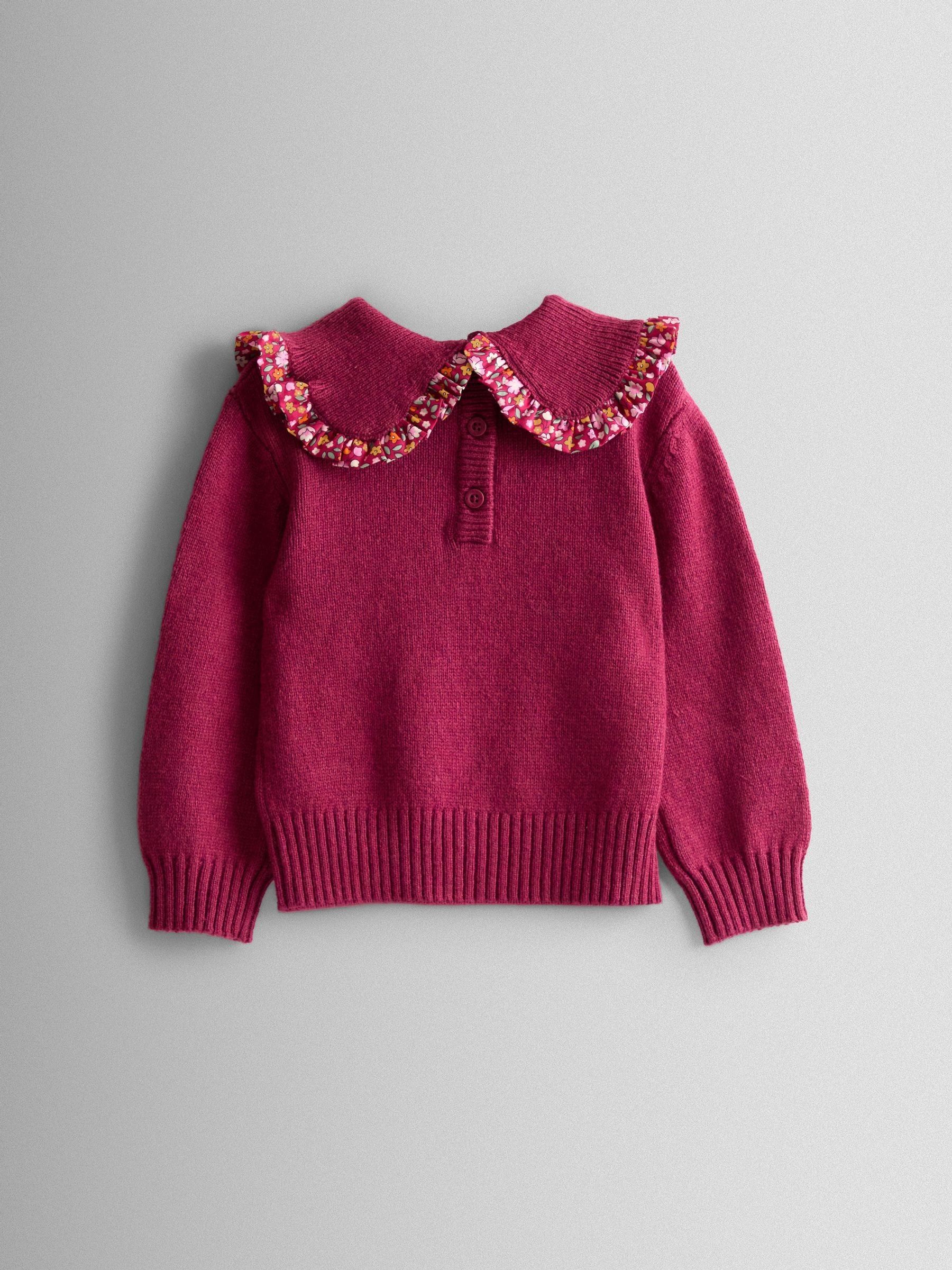 Berry Red Floral Frill Collar Embroidered Jumper - Image 7 of 7