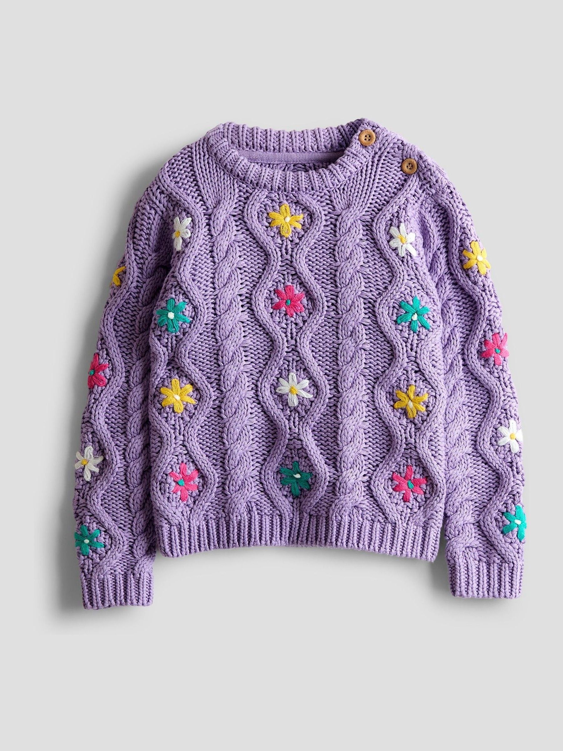 Lilac Embroidered Chunky Knit Jumper - Image 1 of 3