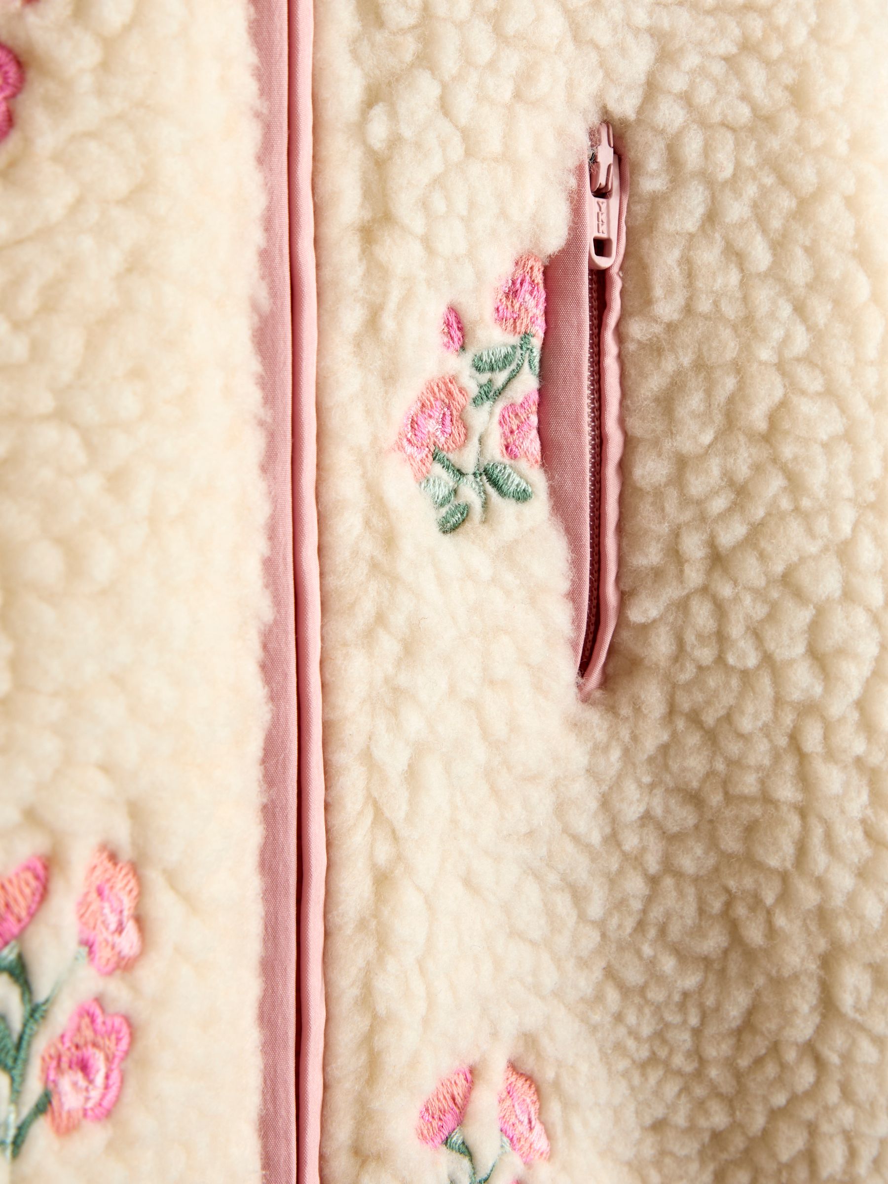 Pink Floral Embroidered Reversible Fleece - Image 10 of 11