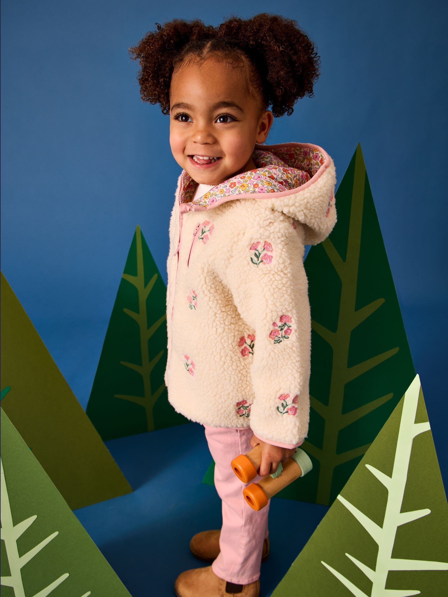 Pink Floral Embroidered Reversible Fleece - Image 2 of 4