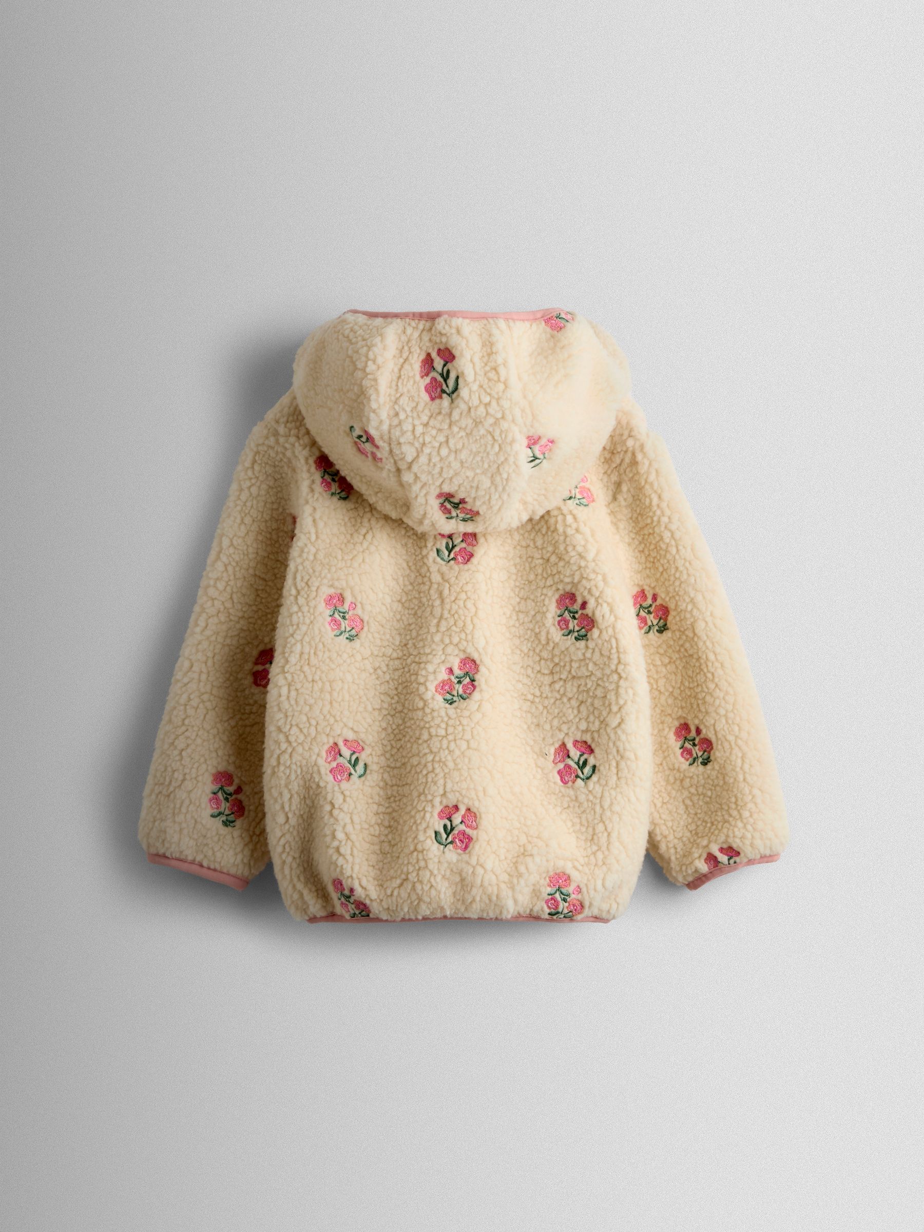 Pink Floral Embroidered Reversible Fleece - Image 5 of 11