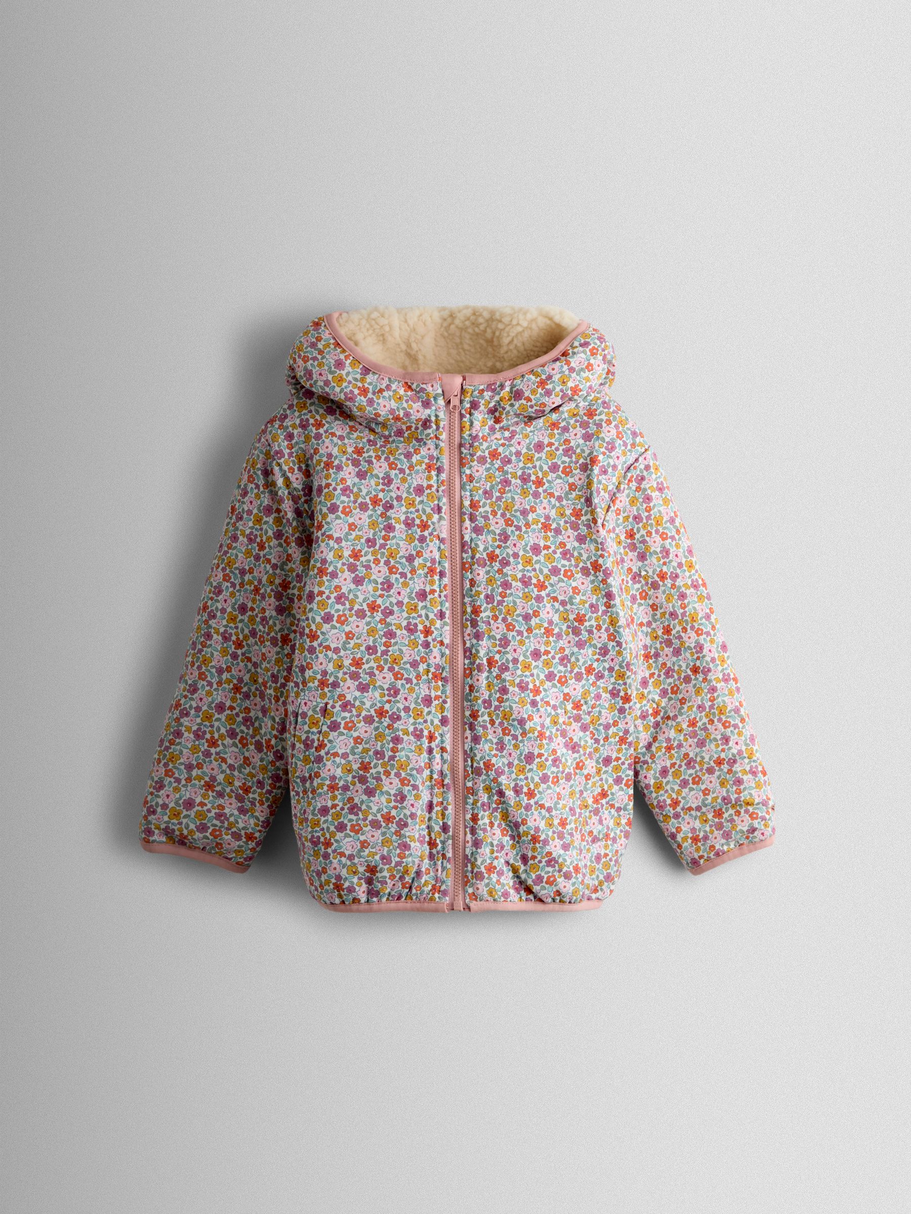Pink Floral Embroidered Reversible Fleece | JoJo Maman Bébé