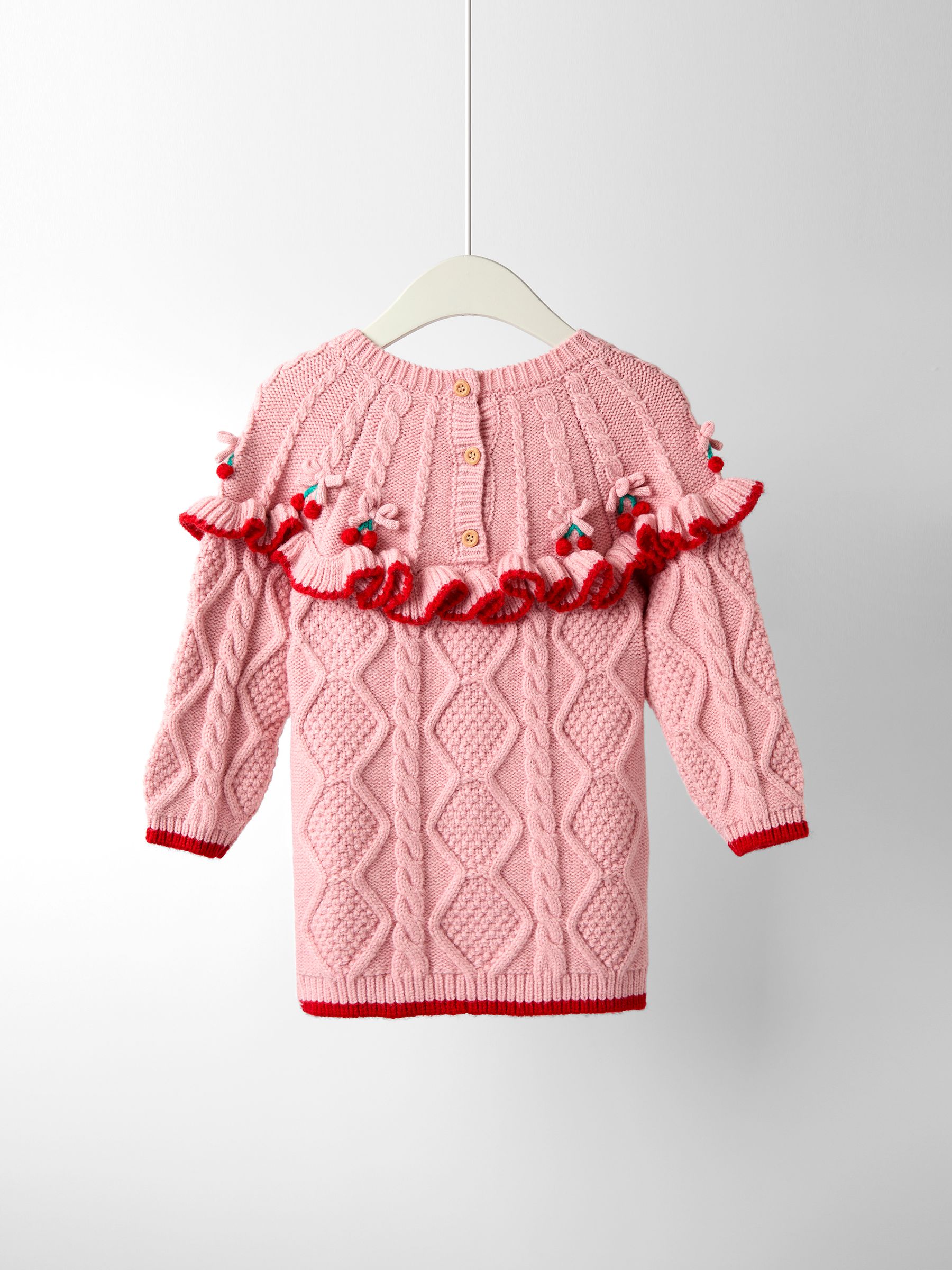 Pink Embroidered Cable Frill Knitted Dress - Image 2 of 3